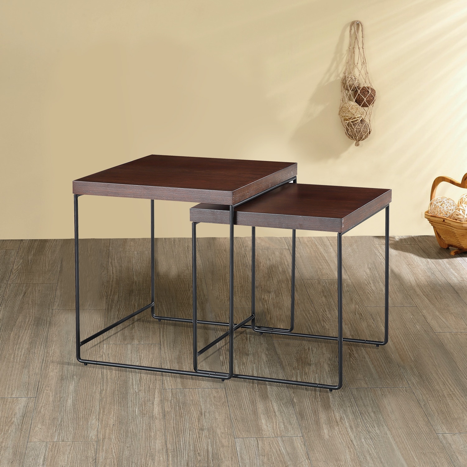 CASAINC WF-ET-832C+D 24-in W x 44-in H Brown Wood Modern End Table Assembly Required