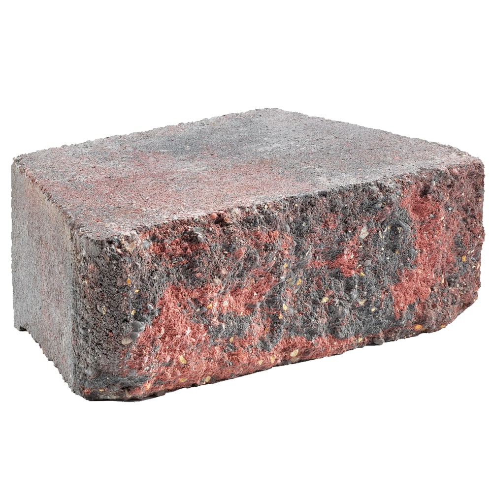 4-in H x 11.6-in L x 7-in D Red/Charcoal Concrete Retaining Wall Block | - Lowe's 604802RBK