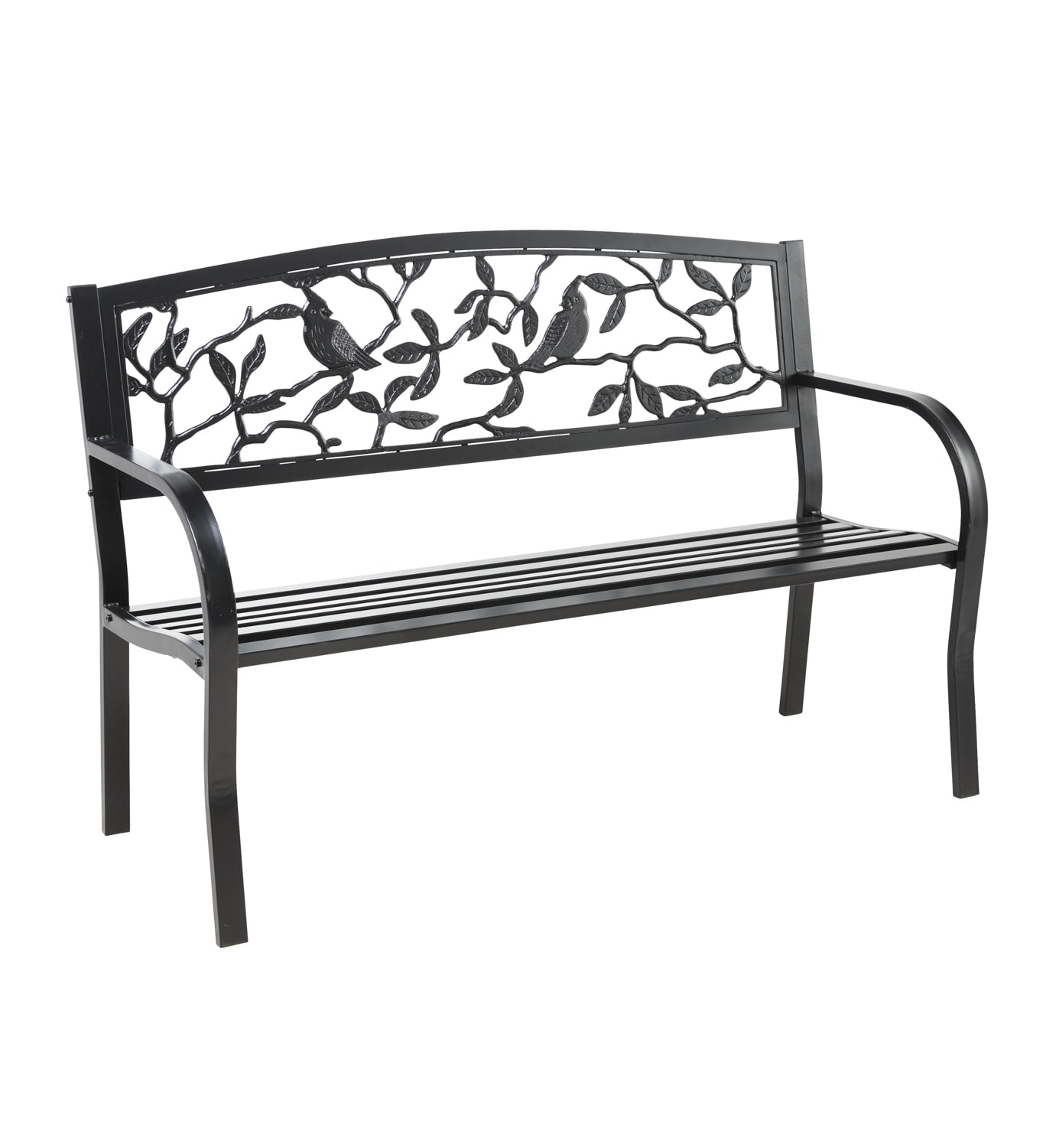 Evergreen 62D98 50-Inches W x 34-Inches H Black Steel Garden Bench