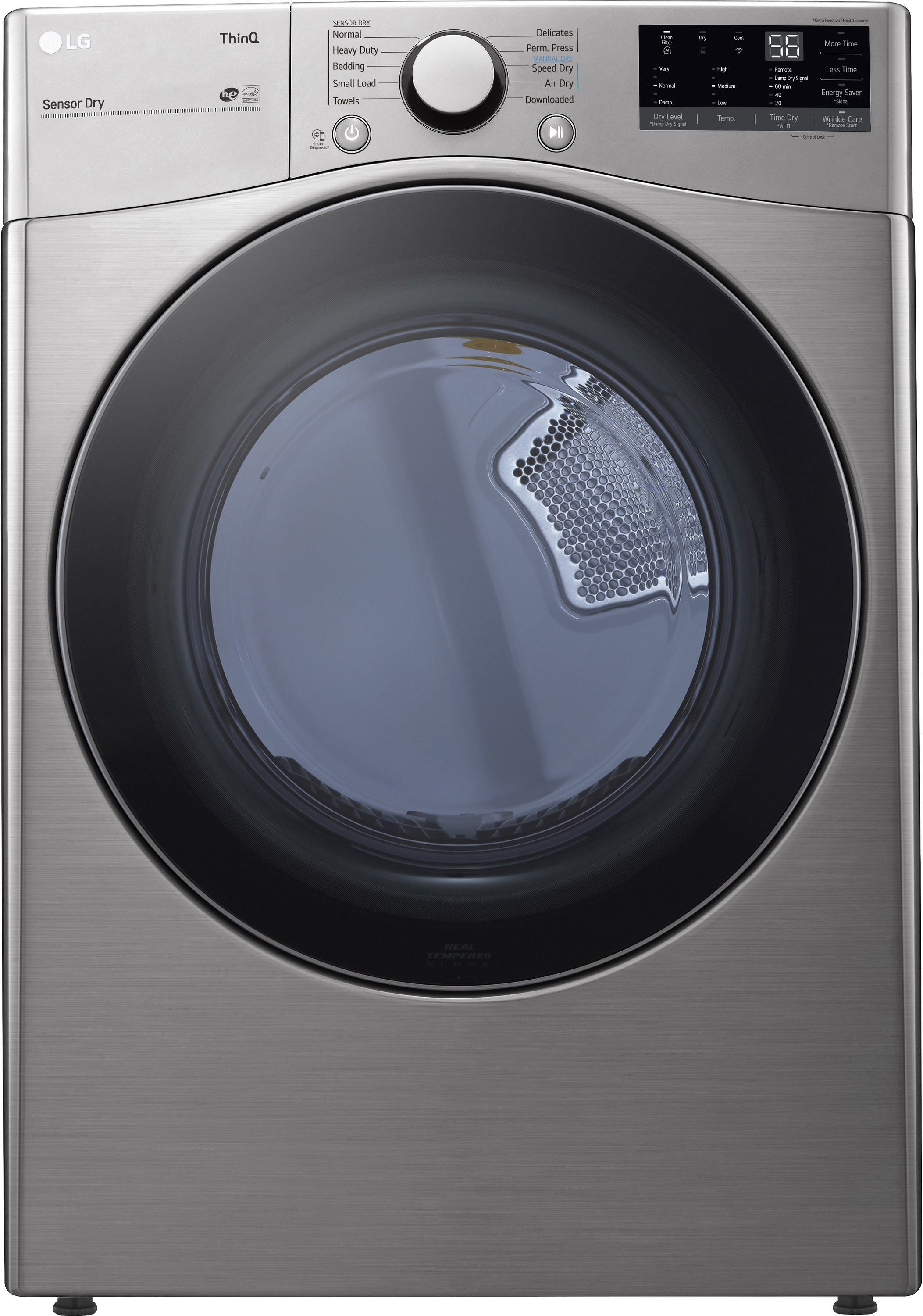 LG ThinQ 7.4-cu ft Stackable Smart Electric Dryer (Graphite Steel) STAR in the Electric Dryers department at Lowes.com