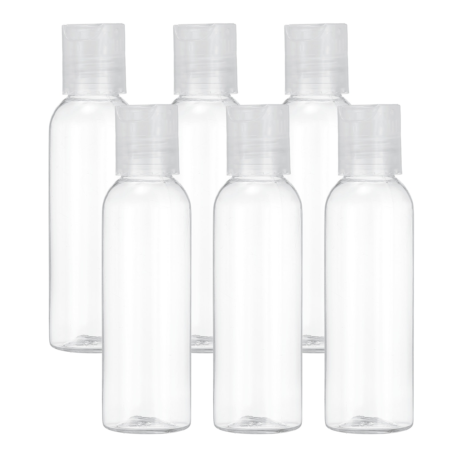 Unique Bargains 6pcs Plastic Travel Bottles 2 OZ Empty Shampoo Bottles with Clear Disc Top Caps Refillable Travel Squeeze Containers for Lotions Cosmetics Body Soap Clear