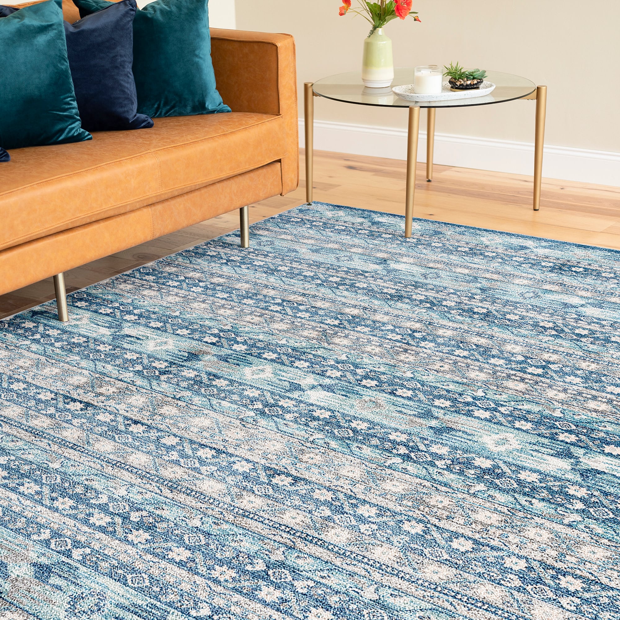 Tayse GRD6307 9X12 Garden 9 x 12 (ft) Loomed Polypropylene Navy Rectangular Indoor Area rug