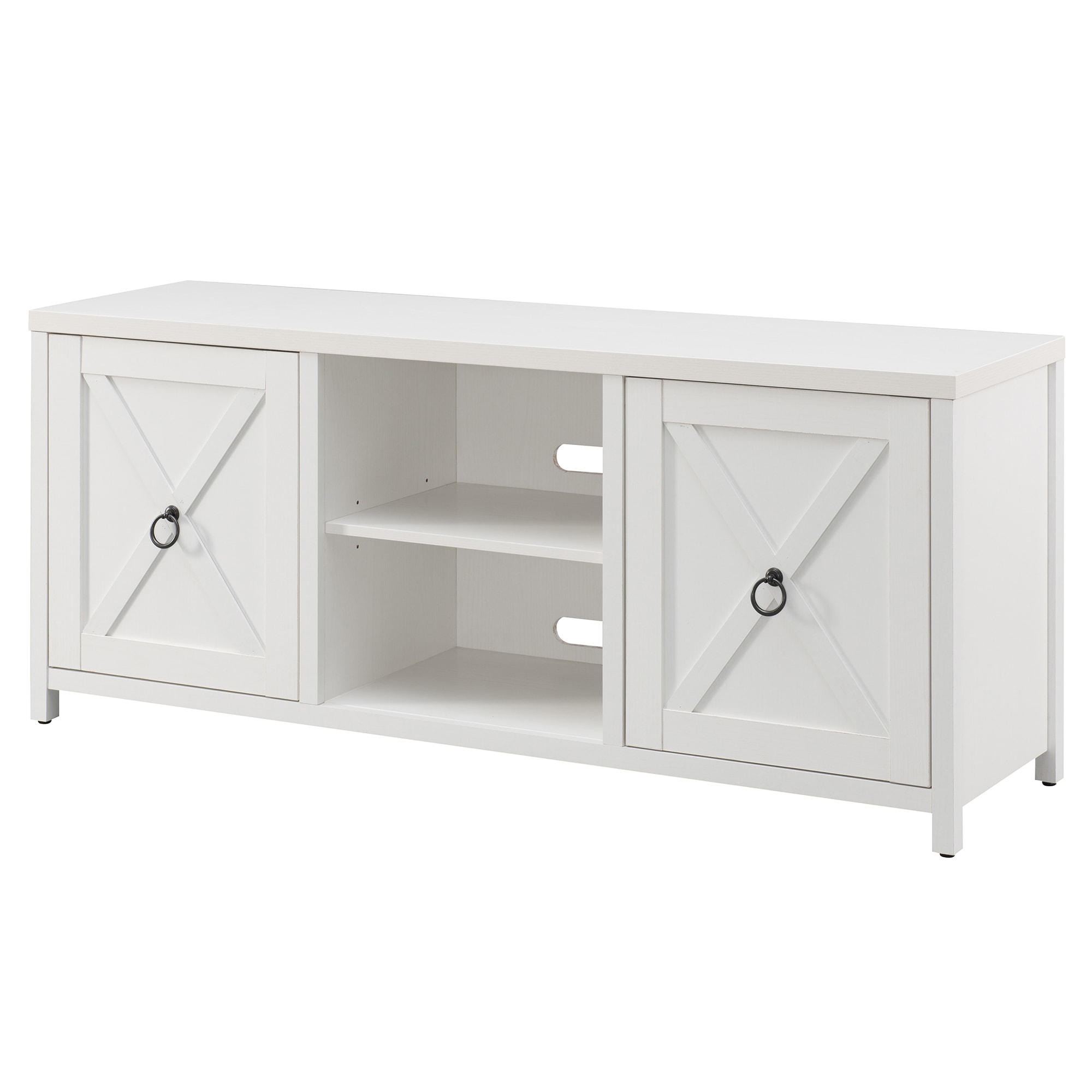 White Oak Rectangular TV Stand with Cabinets