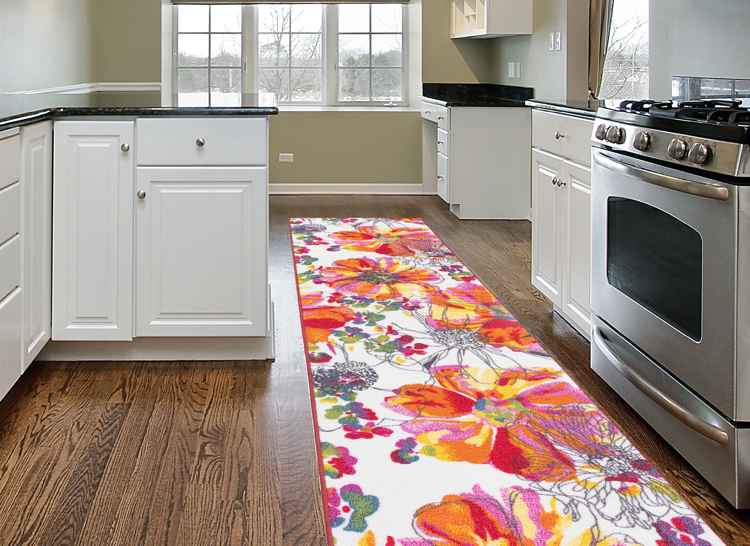 World Rug Gallery 503 MULTI 2X7 City 2 x 7 (ft) Loomed Nylon Multi Rectangular Indoor Floral/Botanical Mid-Century Modern Runner rug