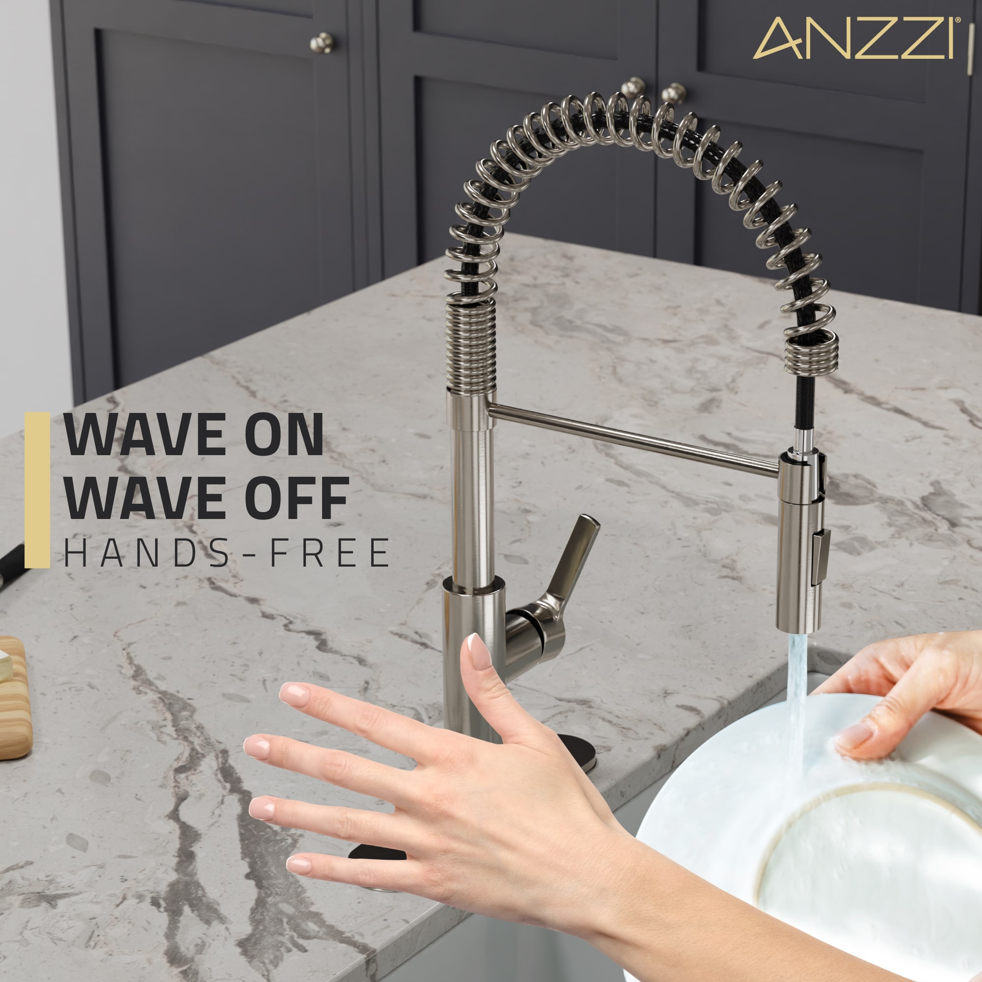 Brushed Nickel Touchless Pull-Down Kitchen Faucet with Motion Sensor