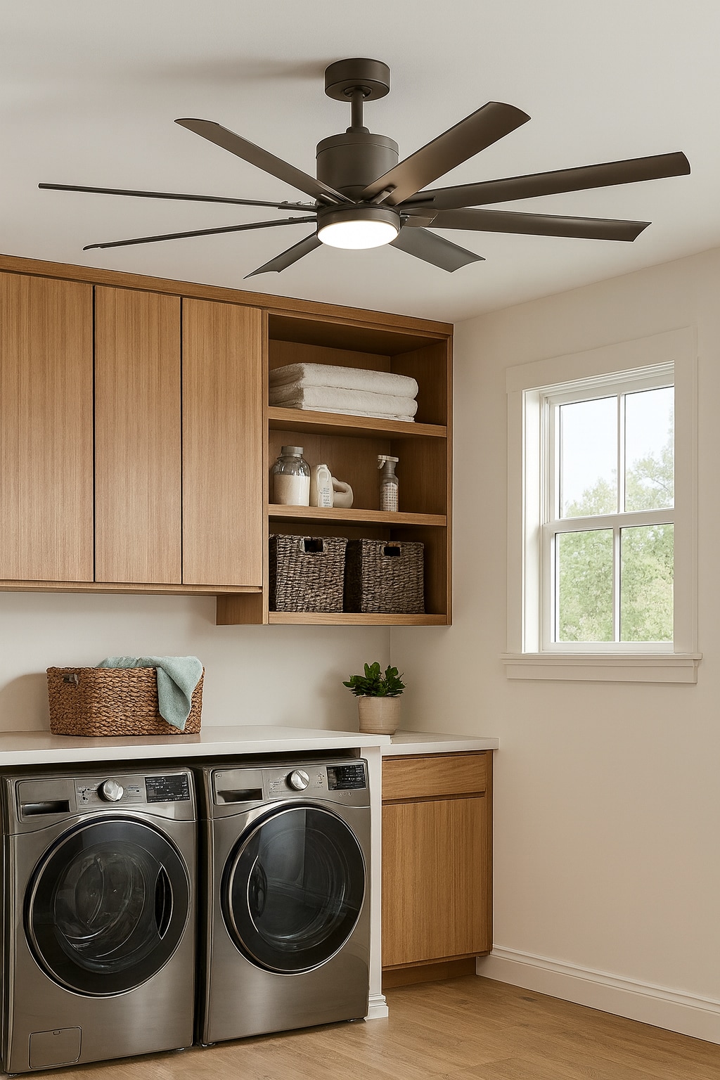 Hinkley 907166FMM-LWD Vantage 66-in Integrated LED Outdoor Smart Metallic Matte Bronze with Metallic Matte Bronze Blades Ceiling Fan With Light 8 -Blade )