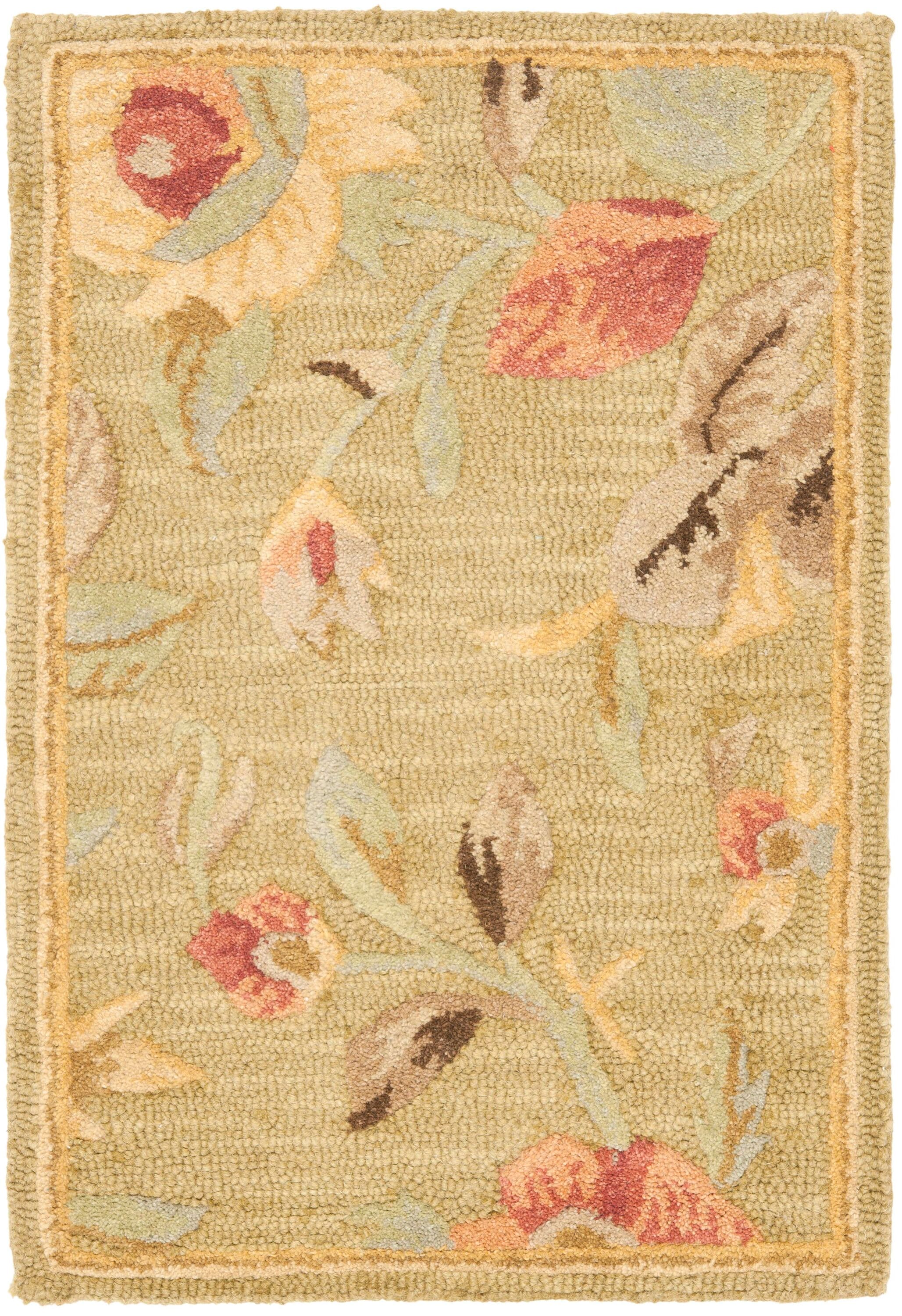 Handmade Red Floral Tufted Wool Area Rug 24" x 4"