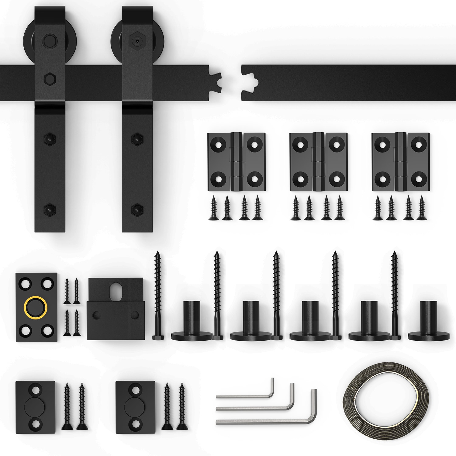 WINSOON GCM5230 72-in Matte Matte Black Indoor J-strap Single bifold Barn door hardware kit