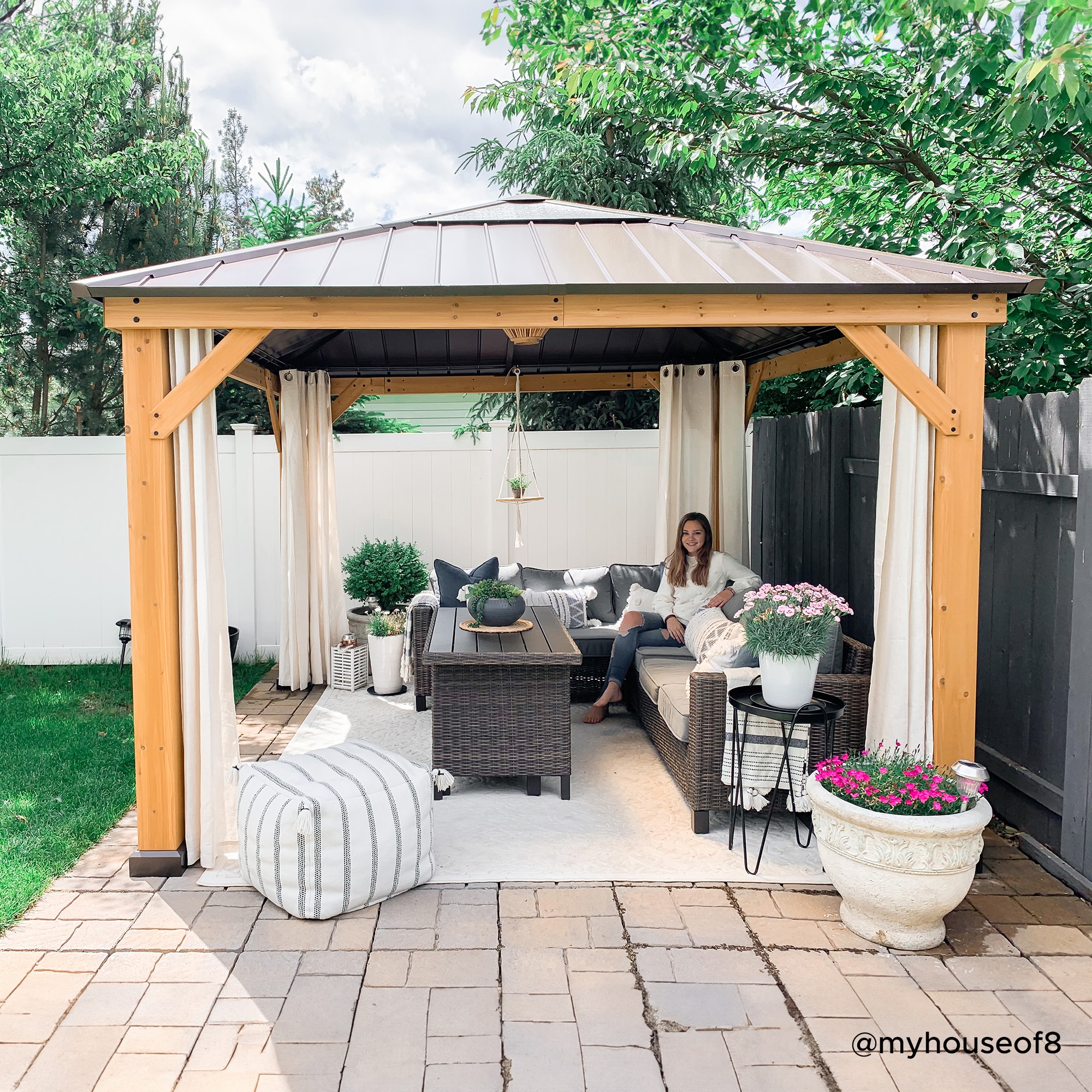 Cedar Framed Brown Steel 11' x 11' Outdoor Gazebo