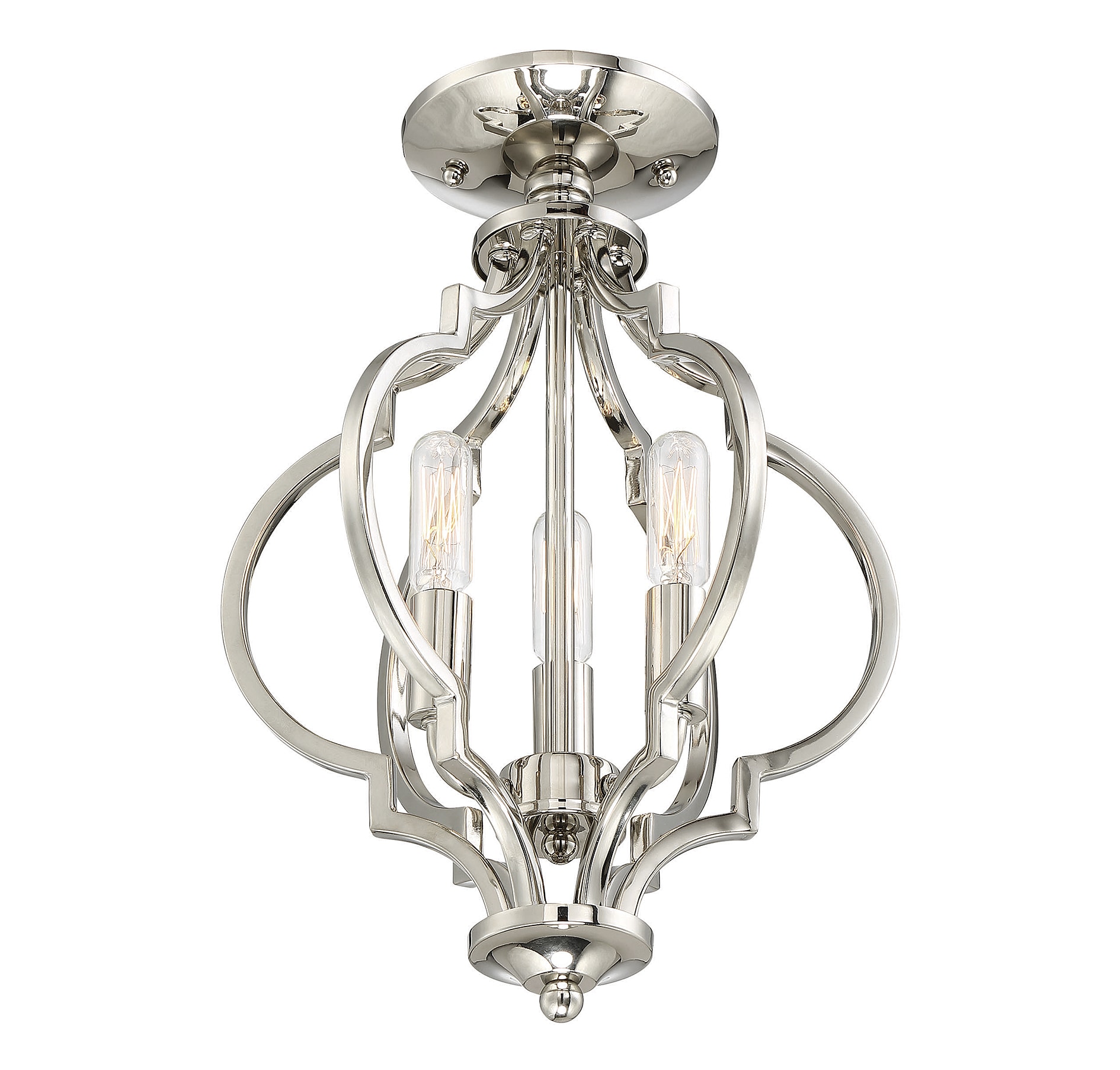 Meridian Lite Trends M60055PN 3-Light Convertible Semi-Flush or Pendant in Polished Nickel 3 -Light 11-in Polished Chrome Semi Flush Mount Light