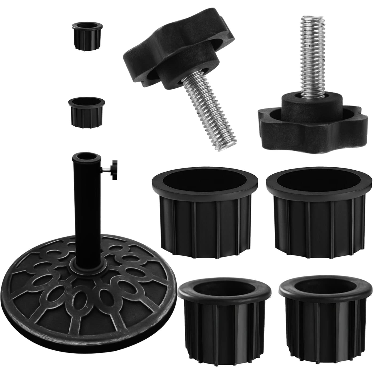 Aoibox 6 Piece Black Plastic Patio Umbrella Pole Ring Plug Set with 1 ...