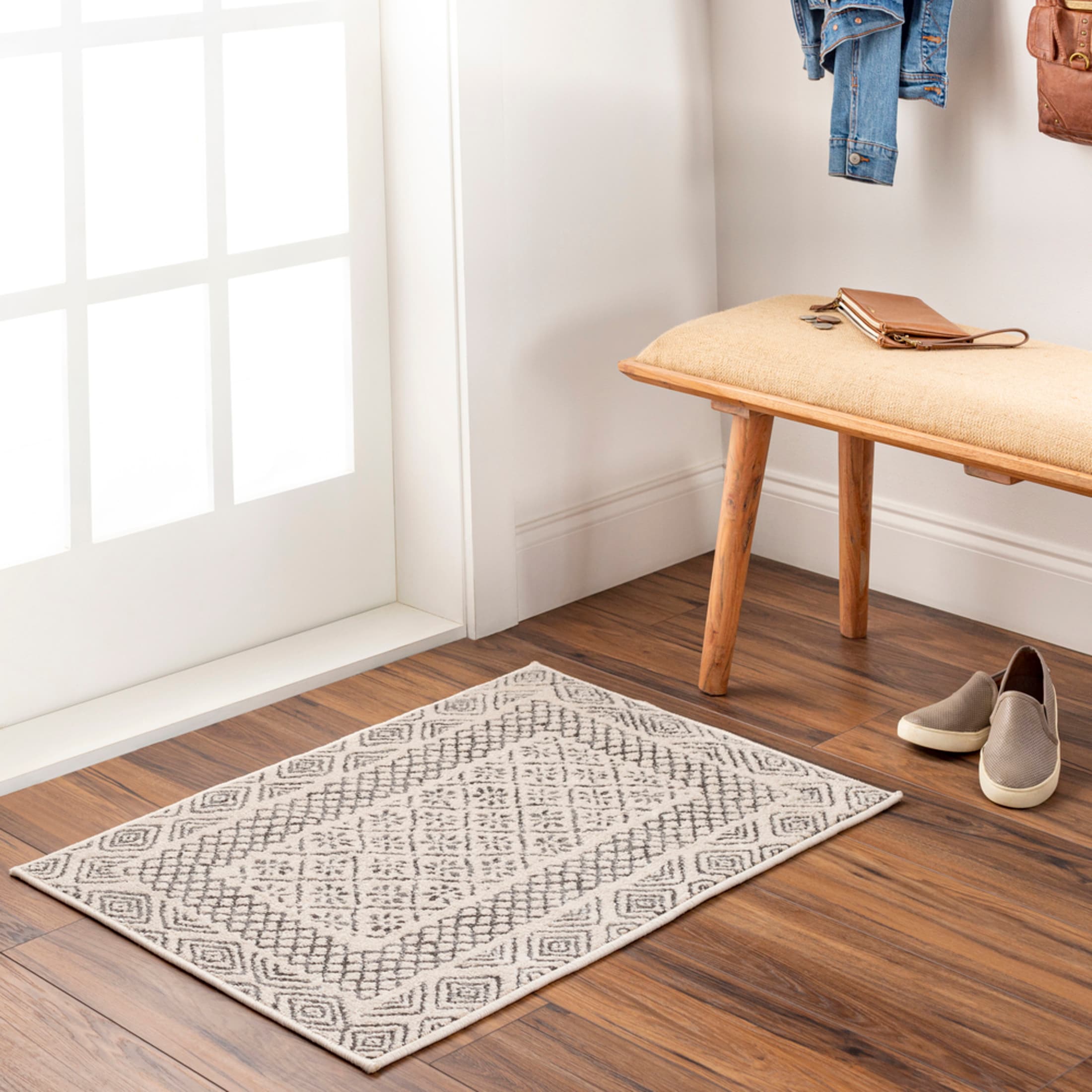 Livabliss BHR2321-53SQ Bahar 5 x 5 (ft) Polypropylene Beige Square Indoor Trellis Farmhouse/Cottage Area rug
