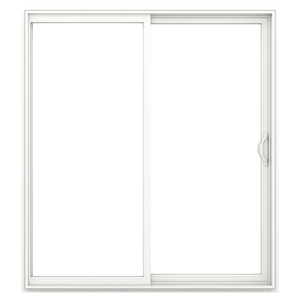 V-2500 72-in x 80-in x 4-9/16-in Jamb Low-e Argon White Vinyl Sliding Right-Hand Sliding Double Patio Door Screen Included | - JELD-WEN LOWOLJW238100046