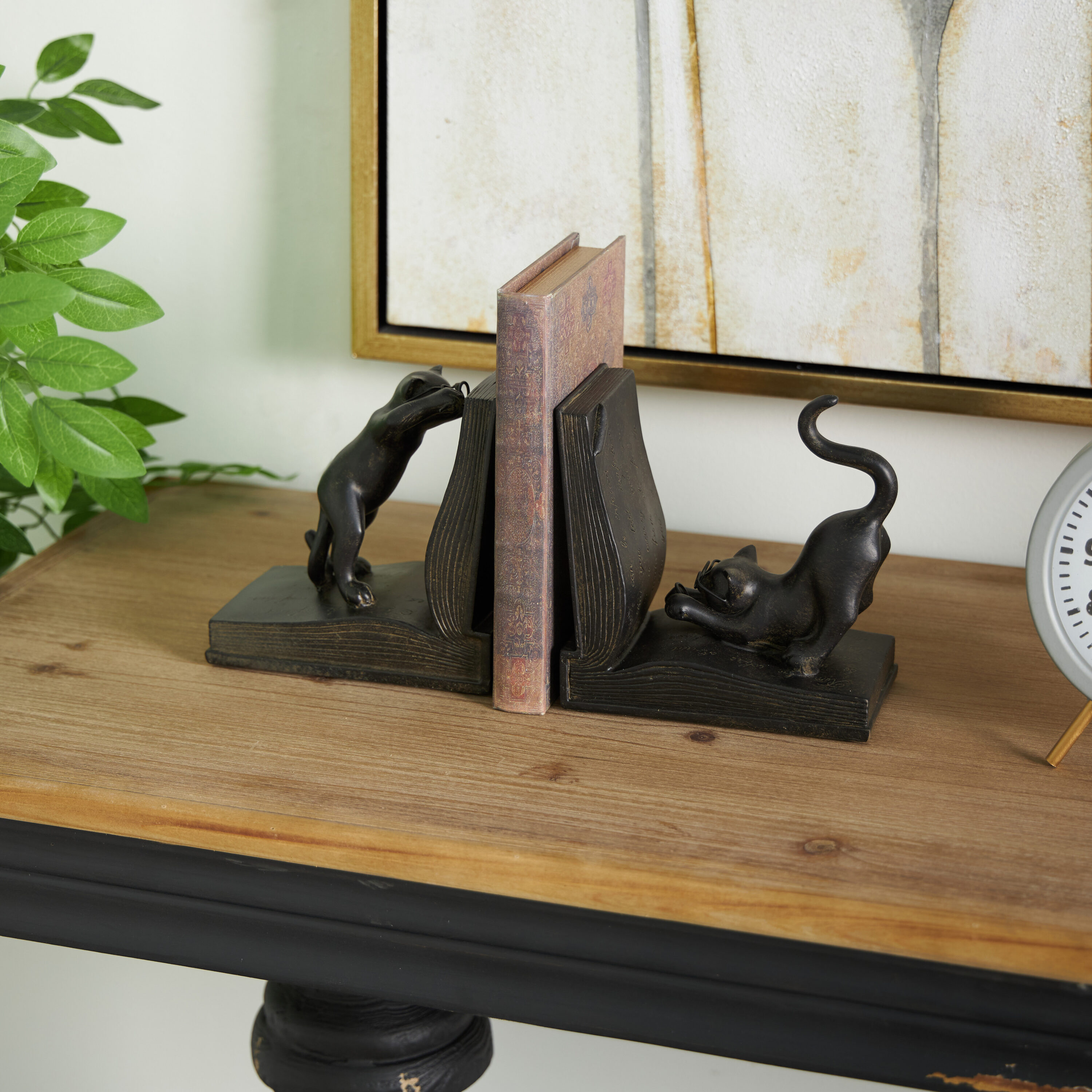 Grayson Lane 44690 2 -Pack Black Stone Eclectic Decorative bookends