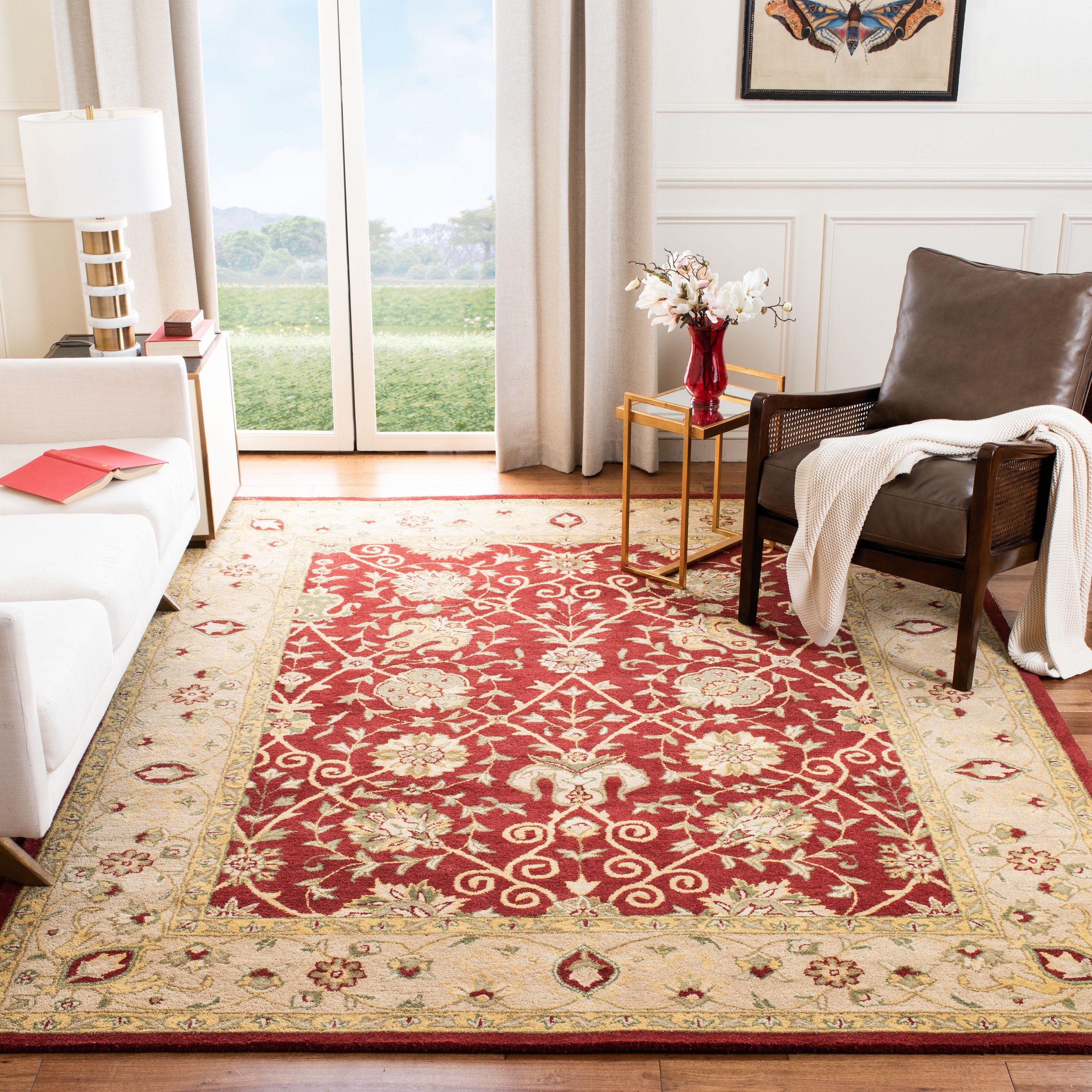 Safavieh AT21A-10 Antiquity Dergaz 10 x 14 (ft) Tufted Wool Rust Rectangular Indoor Floral/Botanical Vintage Area rug