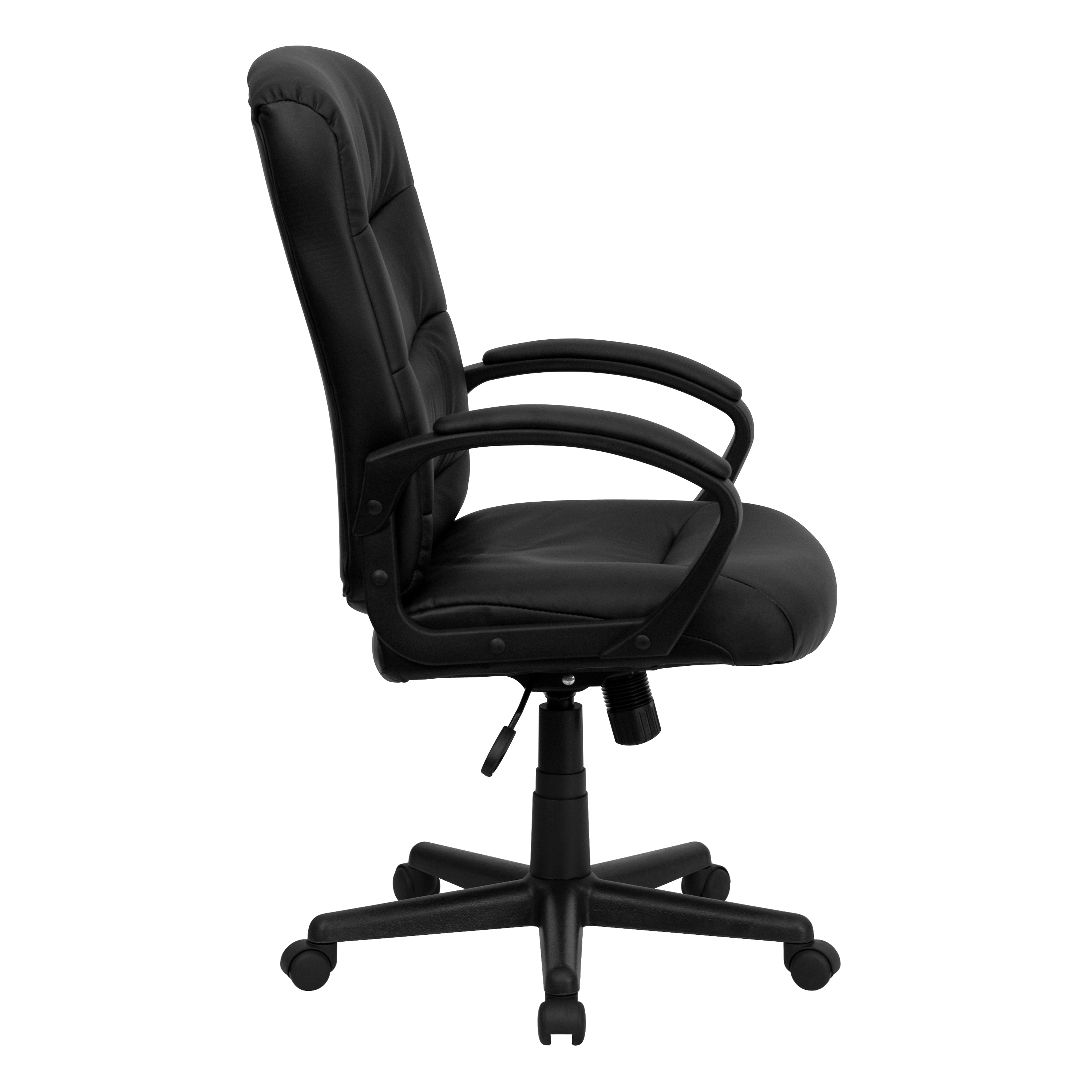 Ergonomic Black LeatherSoft Swivel Task Chair with Lumbar Support