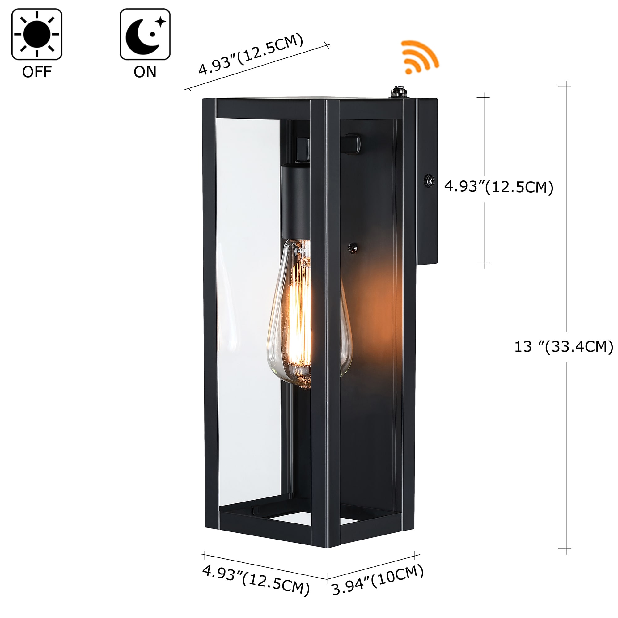 Hukoro 1-Light 13-in H Matte Black Dusk To Dawn Outdoor Wall Light ...