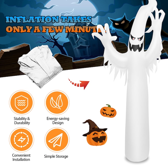 Goplus 12-ft Pre-Lit Happy Halloween Inflatable in the Outdoor ...