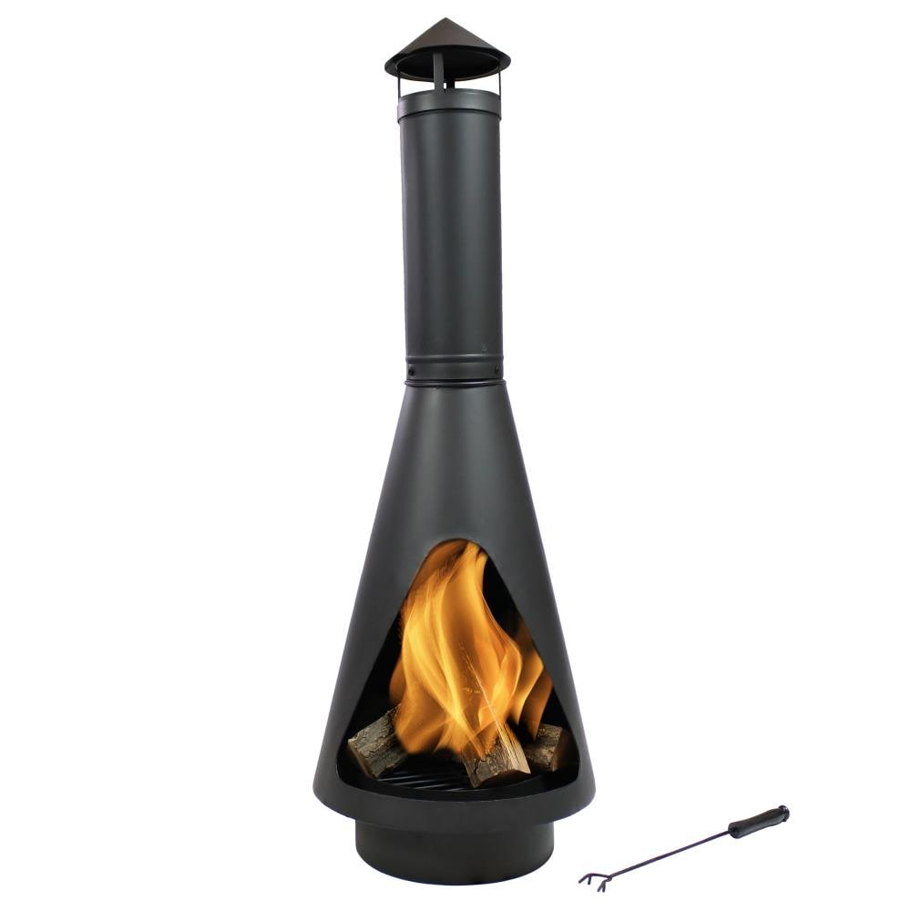 Sunnydaze Decor 56-in H x 19-in D x 19-in W Black Steel Chiminea in the Chimineas at Lowes.com