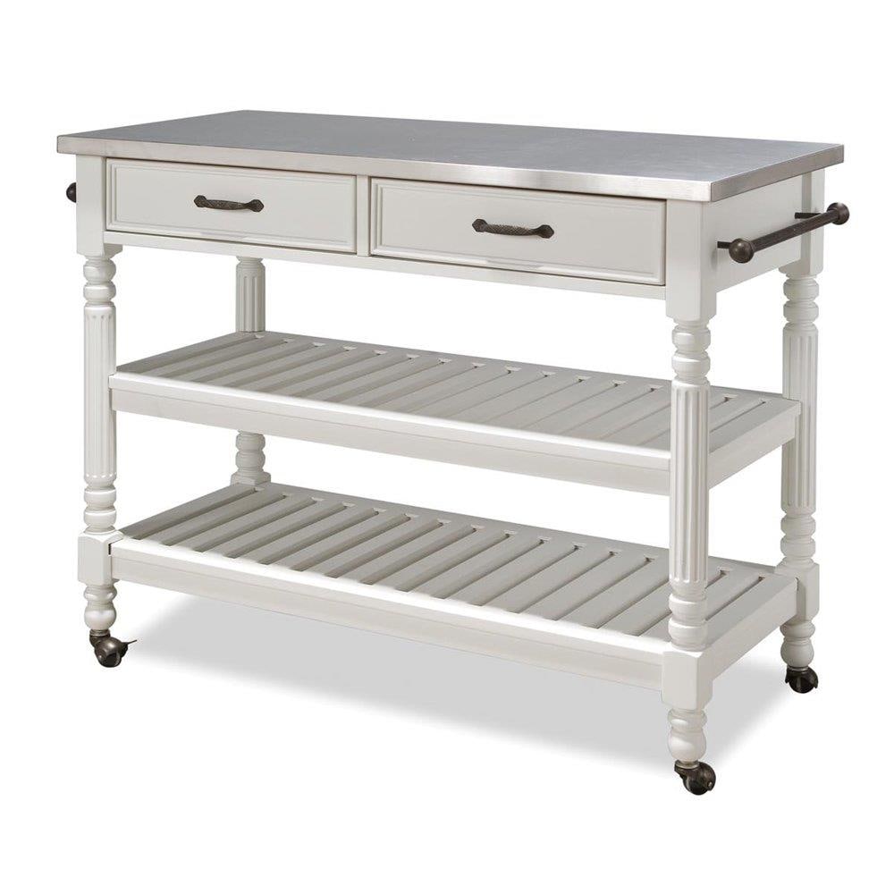 Steelton Wood Top Work Cart with Stainless Steel Base and Undershelves -  32 x 20 x 35