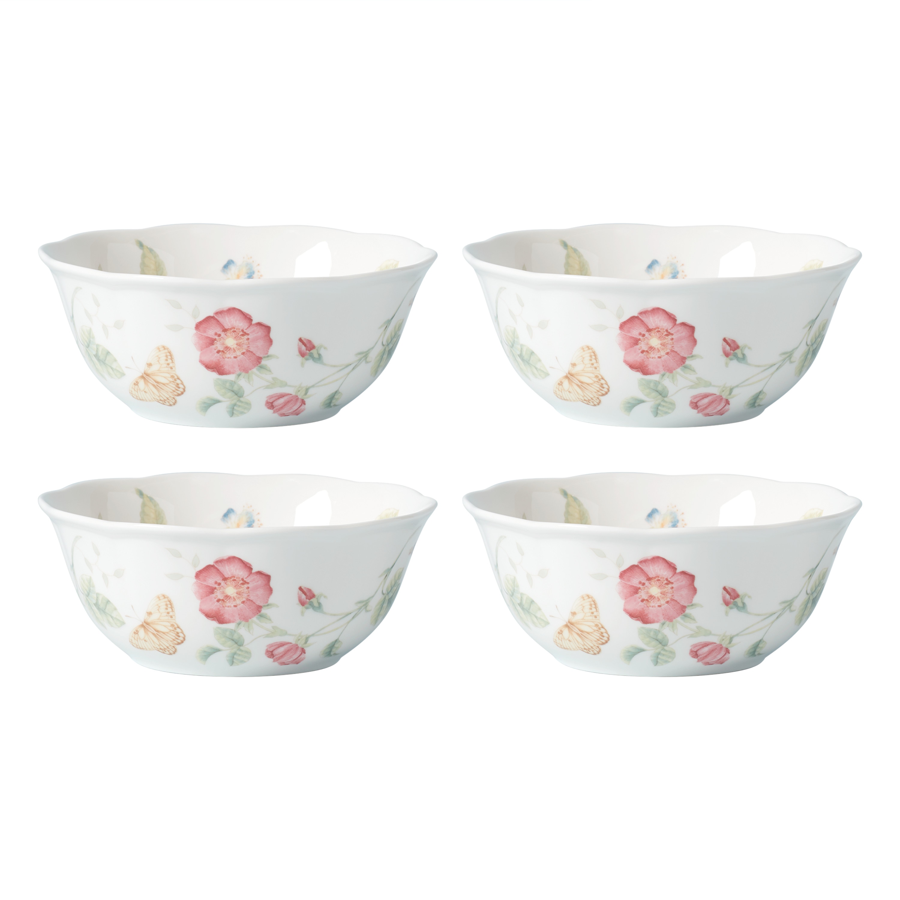 Butterfly Meadow White Ceramic All-Purpose Bowls Set