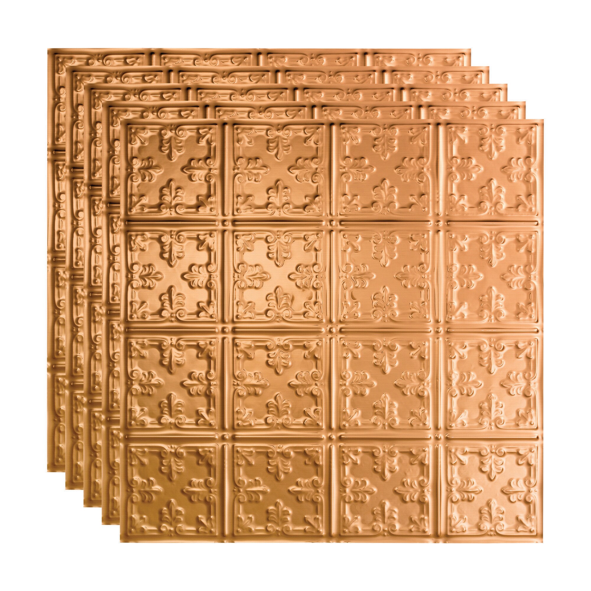 Fasade PL7325 2-ft x 2-ft Traditional 10 Polished Copper PVC Drop Ceiling Tile ( 5 -Pack, 20-Sq. Feet / Case )