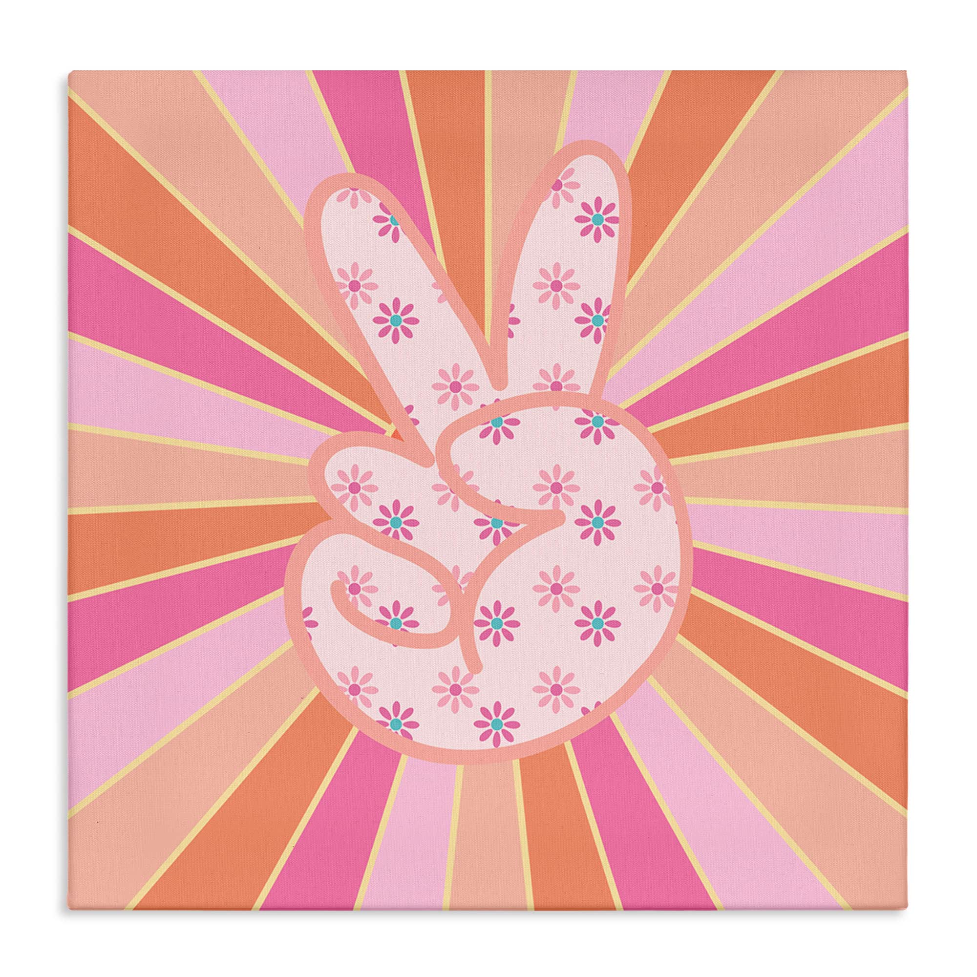 Stupell Industries BS-423-CN-24X24 Beaming Peace Sign Hand Canvas Wall Art By Jesse Keith 24 x 24