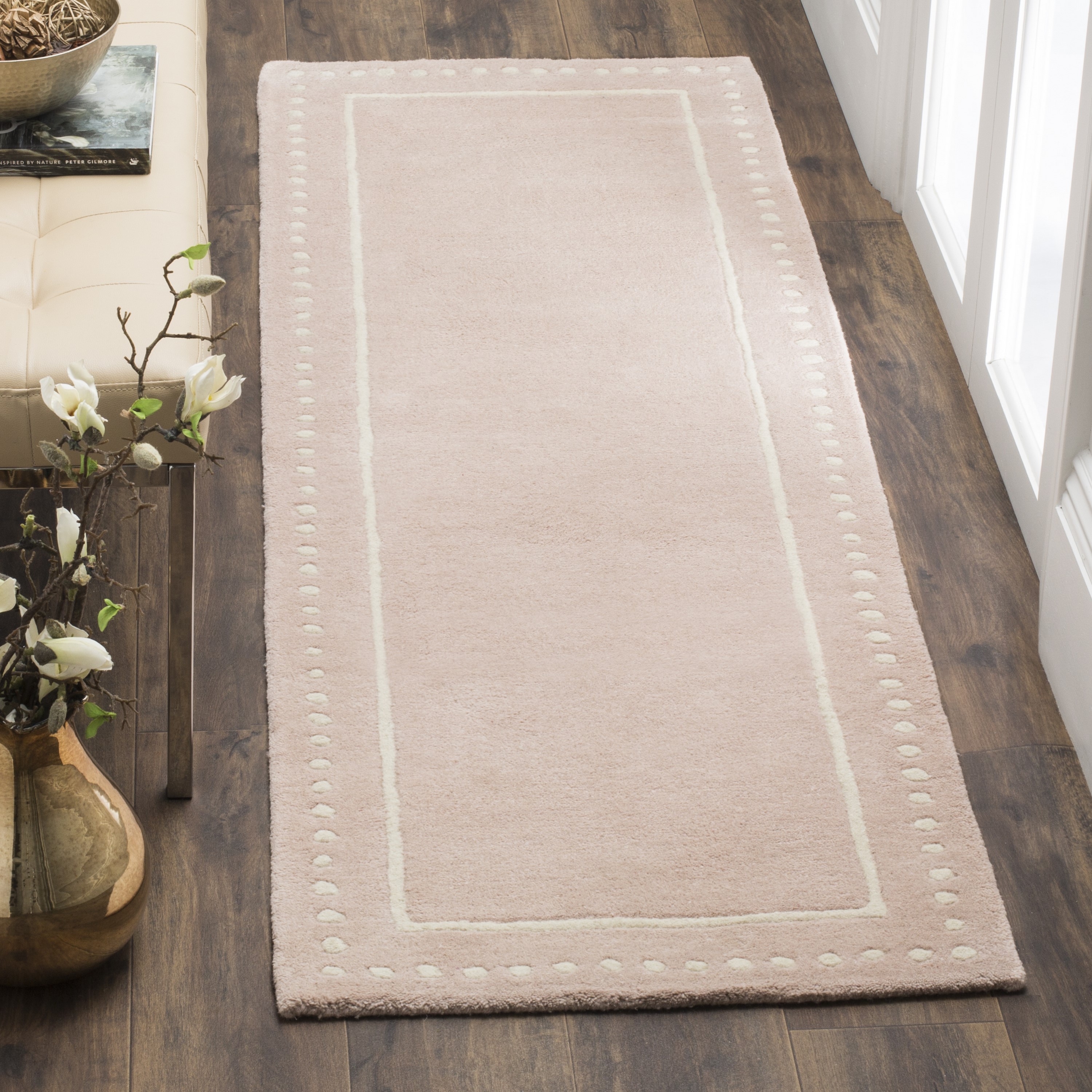 Safavieh BEL151M-27 Bella Huon 2 x 7 (ft) Tufted Wool Light Pink/Ivory Rectangular Indoor Border Farmhouse/Cottage Runner rug