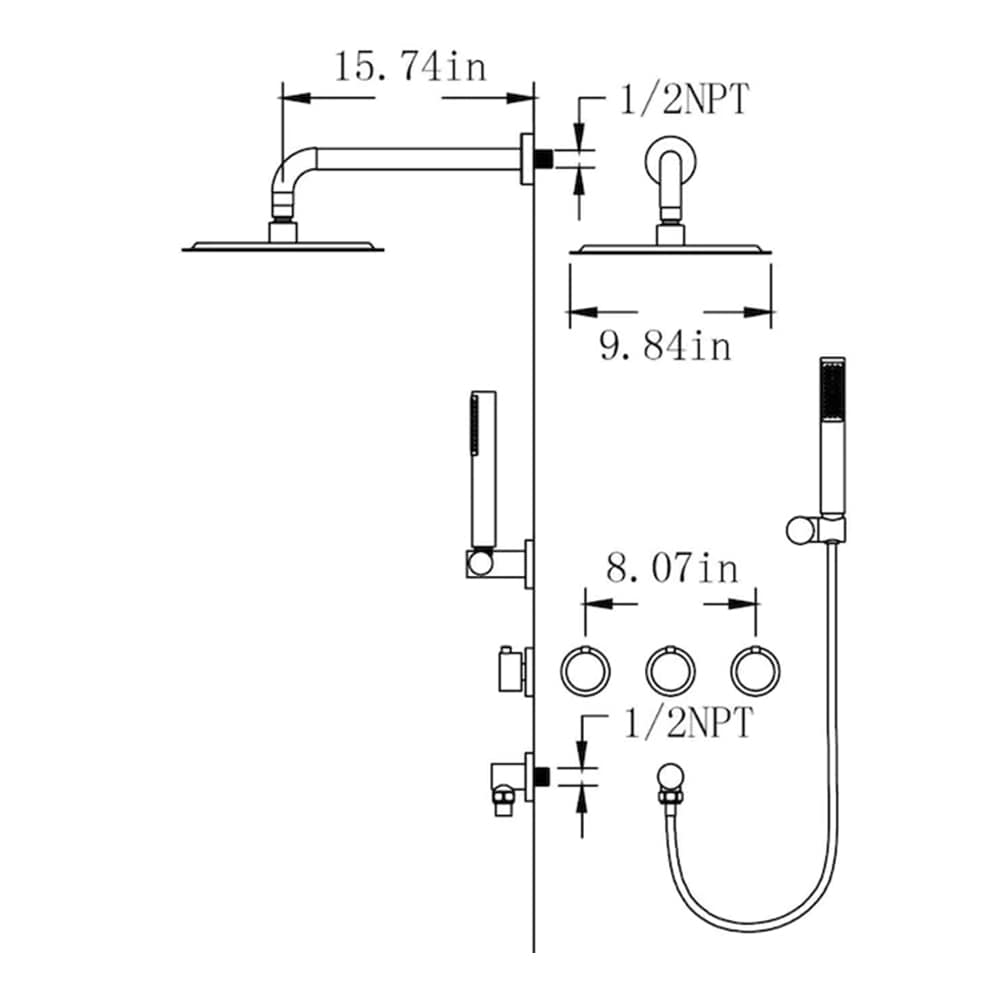 Flynama XY-Q-2135BN1P1 Showerhead-Bar-Panels - View #4