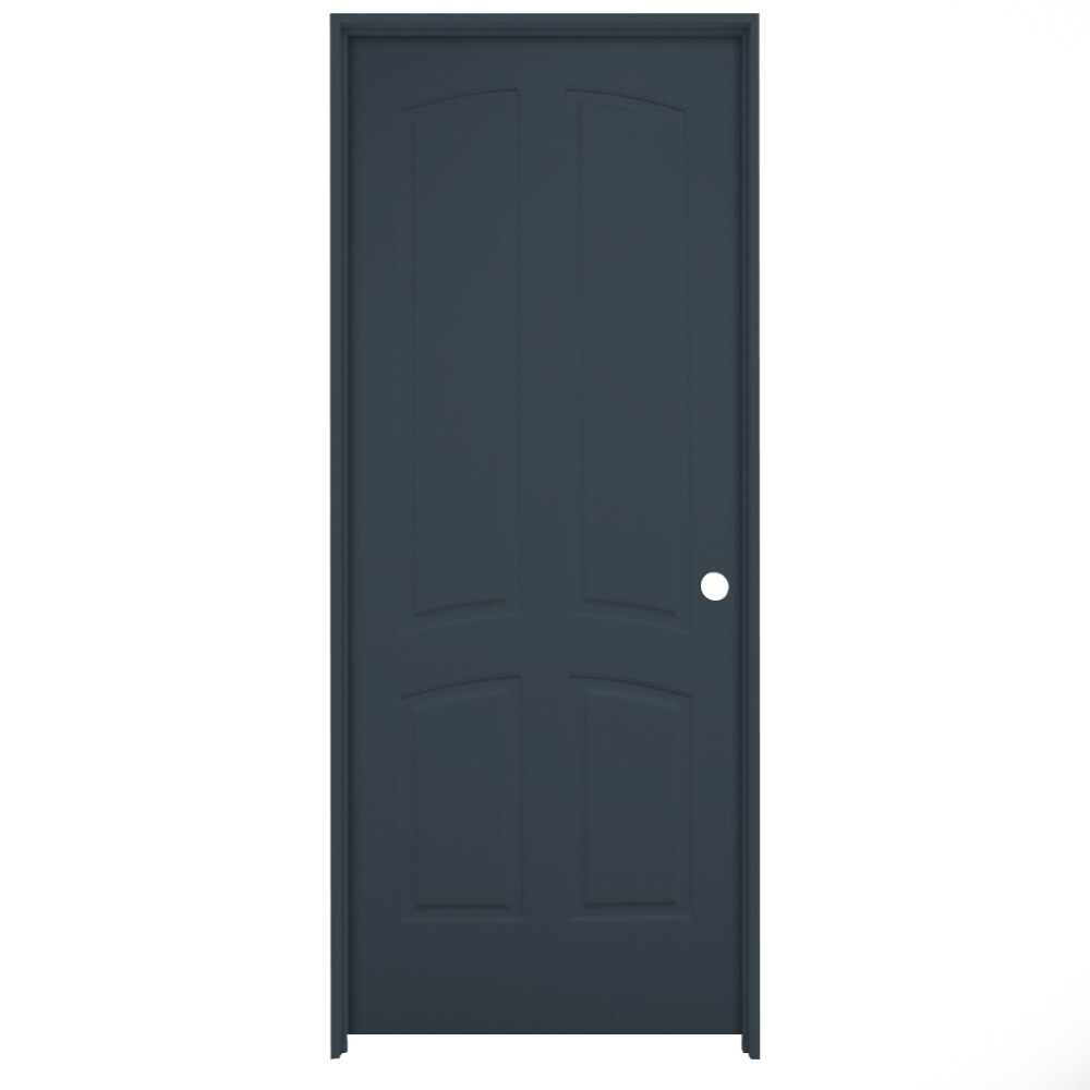 American Building Supply LO966806 30-in x 80-in Slate Solid core 4-panel arch top Left hand Smooth Prefinished MDF Flat Jamb Single Prehung Interior Door