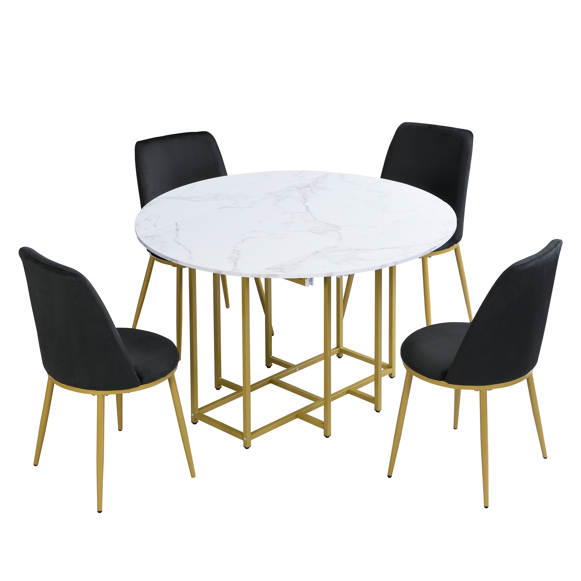 Bybafun YC9900023 Black Contemporary/Modern Dining Room Set with Round Table ( Seats 2 )