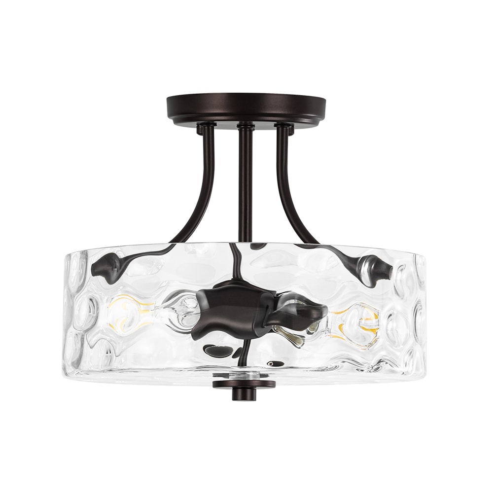 Zicbol J81010000073618 2 -Light 11.81-in Oil rubbed Bronze Semi Flush Mount Light