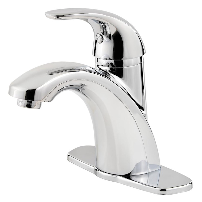 Pfister Parisa Polished Chrome 1-handle 4-in centerset WaterSense Bathroom Sink Faucet with Drain with Deck Plate