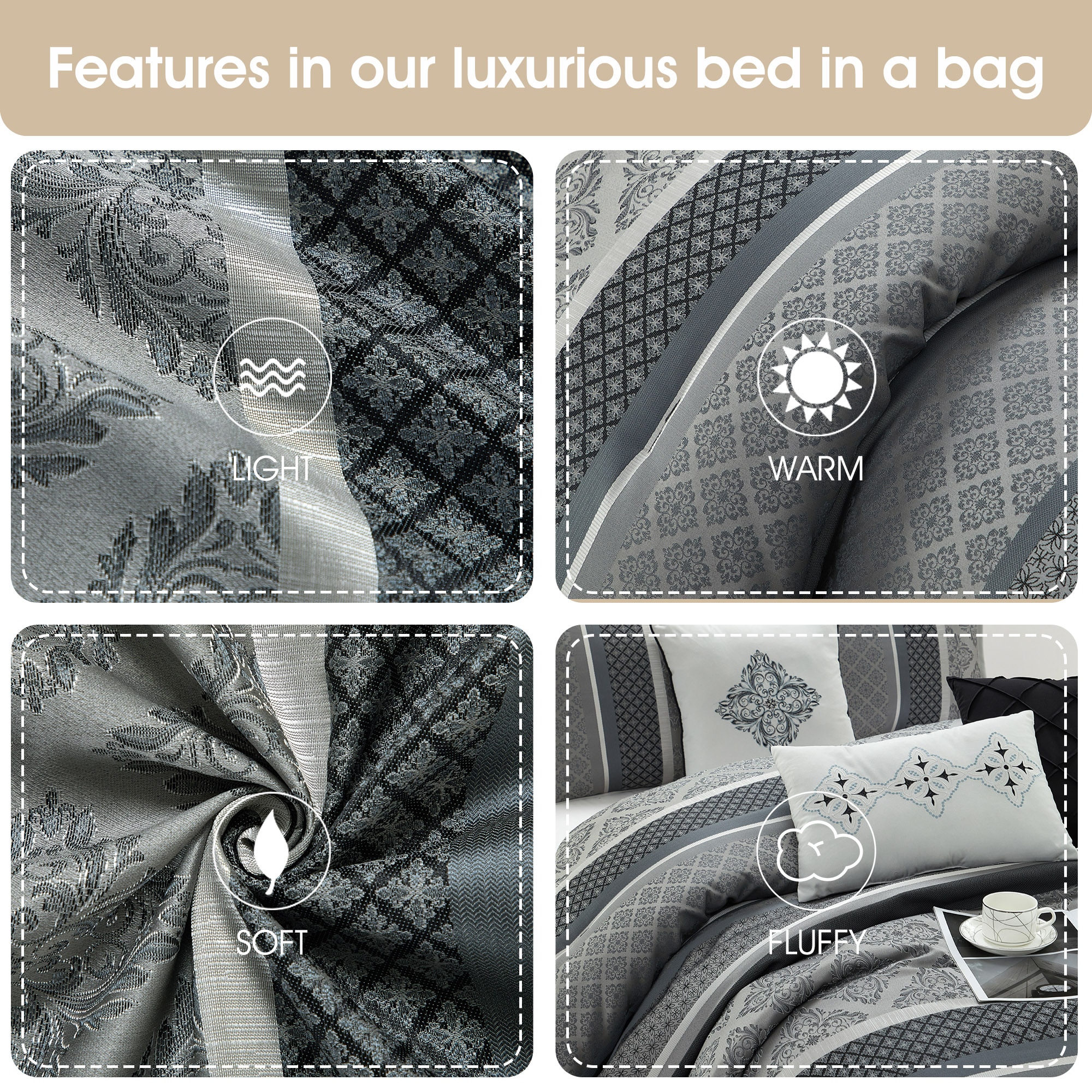 Nanshing TEFIA7-CK-GREY bedding - View #4