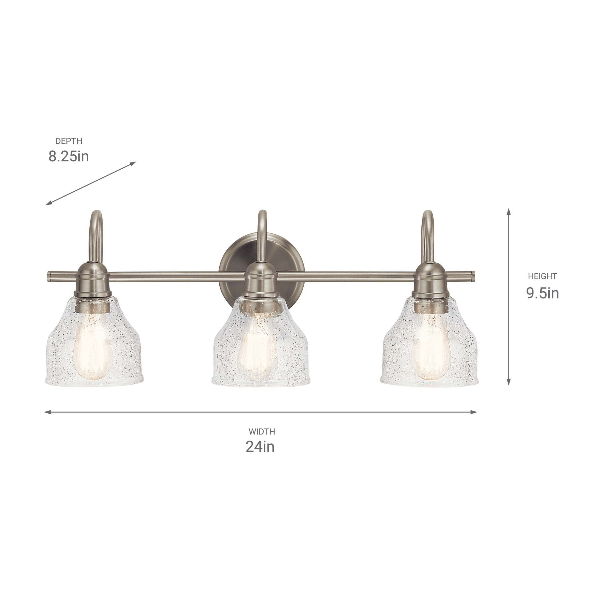 Kichler Avery 24-in 3-Light Brushed Nickel Farmhouse Vanity Light ...