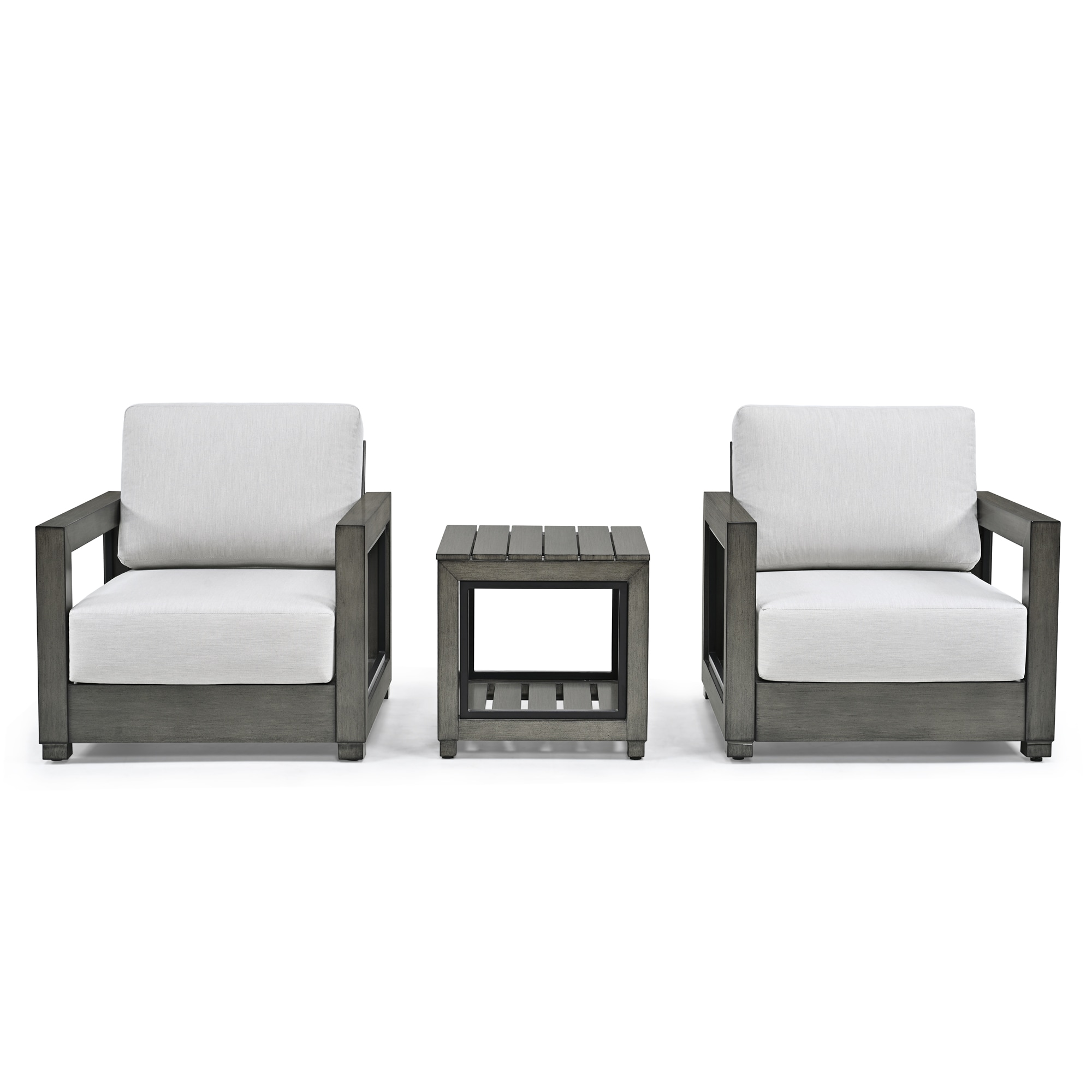 EL-SF3-GG-E1-WL3 PureForm 3 -Piece Patio Conversation Set with Gray EGEIROS LIFE Cushions
