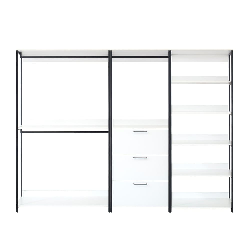 Klair Living FIONA-BCD Fiona 9.15-Feet to 9.15-Feet W x 6.47-Feet H White Solid Shelving Wood Closet System