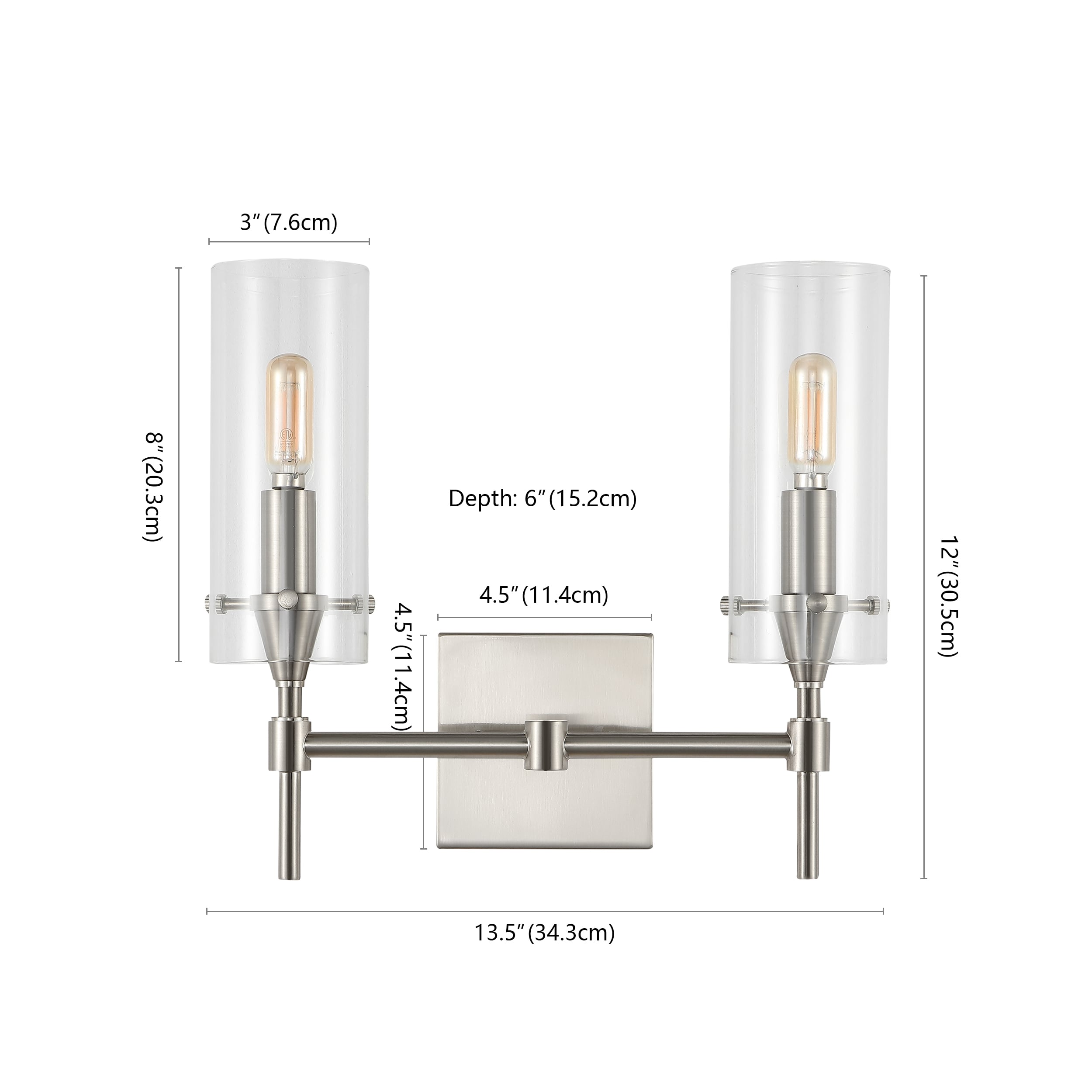 Jonathan Y Cato Iron Glass Minimalist Industrial 13.5-in 2-light 