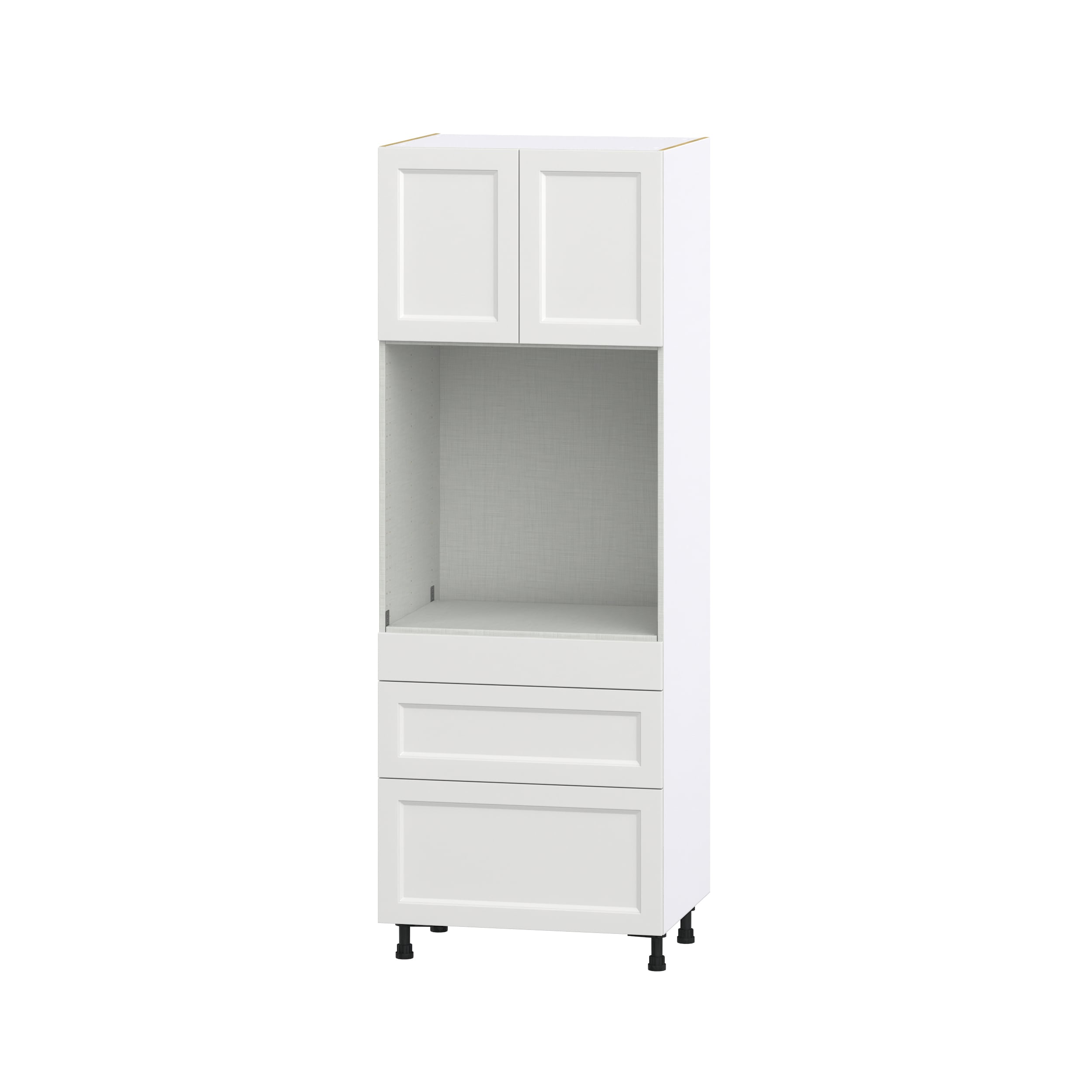 Hugo&Borg DSTO3D3084.5-RI Riviera 30-in W x 84.5-in H x 24-in D Bright White 3 -Drawers Single oven Base Fully assembled Cabinet (Recessed Panel Shaker)