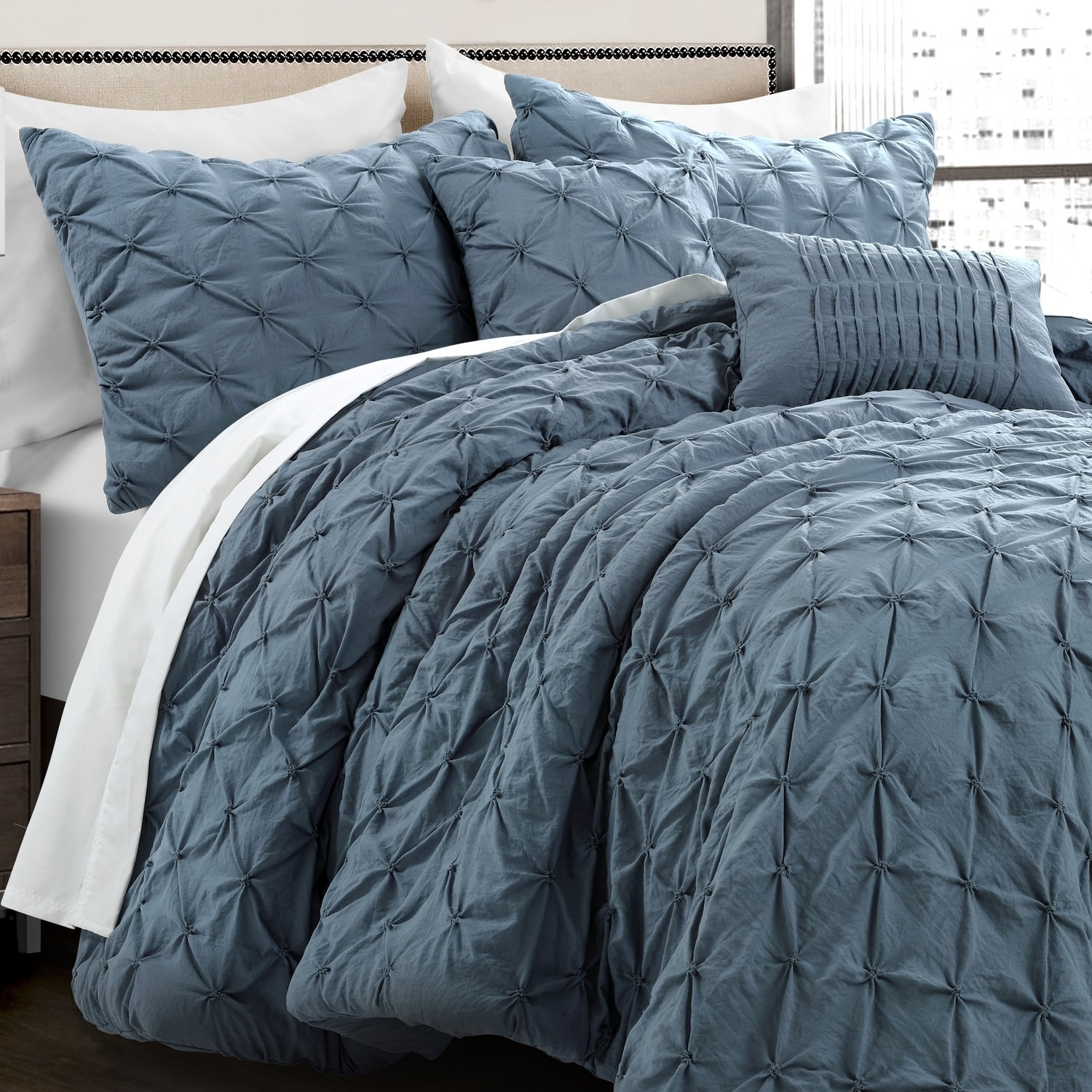 Lush Decor 16T004794 Stormy Blue Solid King Comforter
