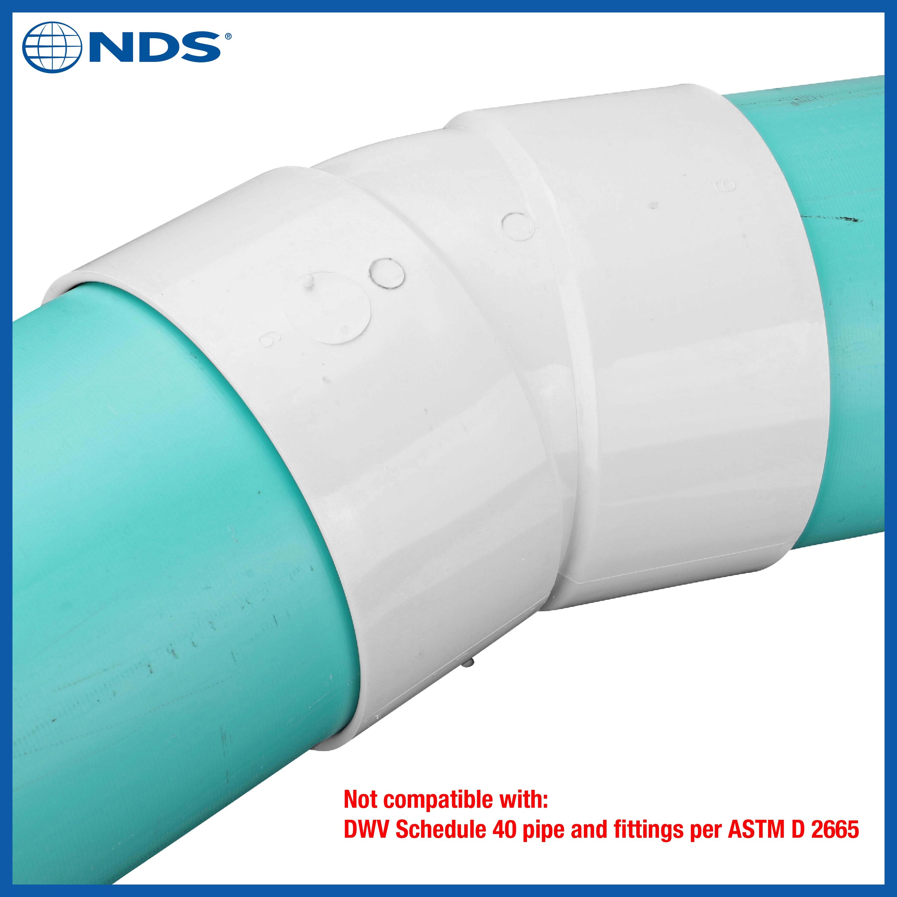 NDS PVC Sewer and Drain 22.5 Degree Elbow, 6 in. Hub X Hub