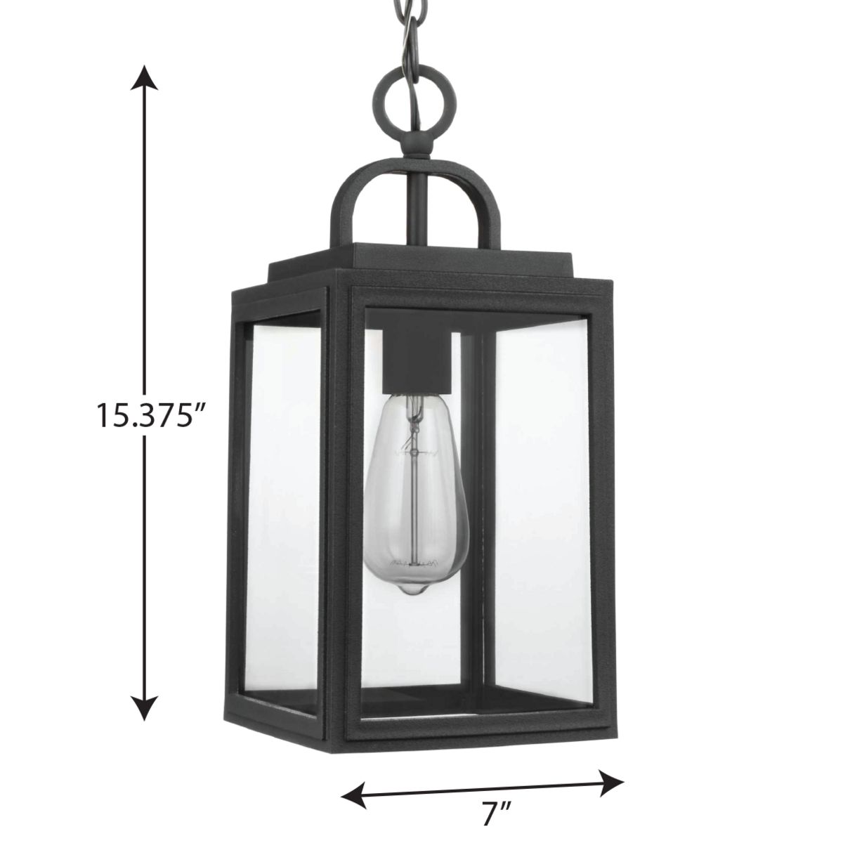 Progress Lighting Grandbury Textured Black Coastal Clear Glass Lantern ...