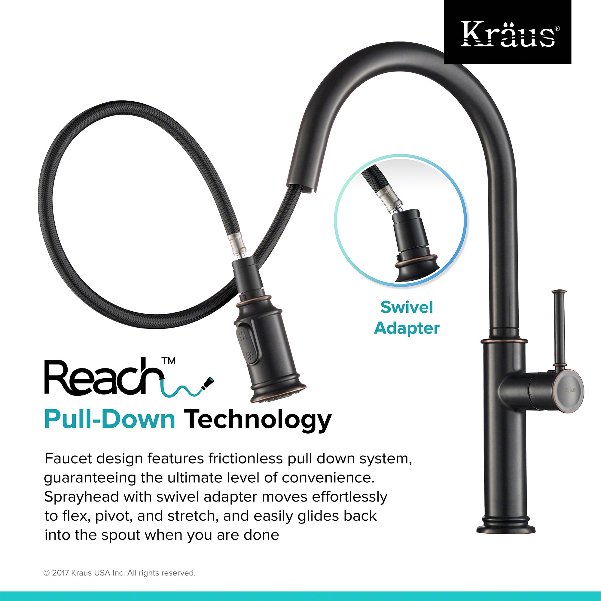 Kraus Sellette Oil Rubbed Bronze Single Handle Pull Down Kitchen Faucet With Sprayer Function 7841