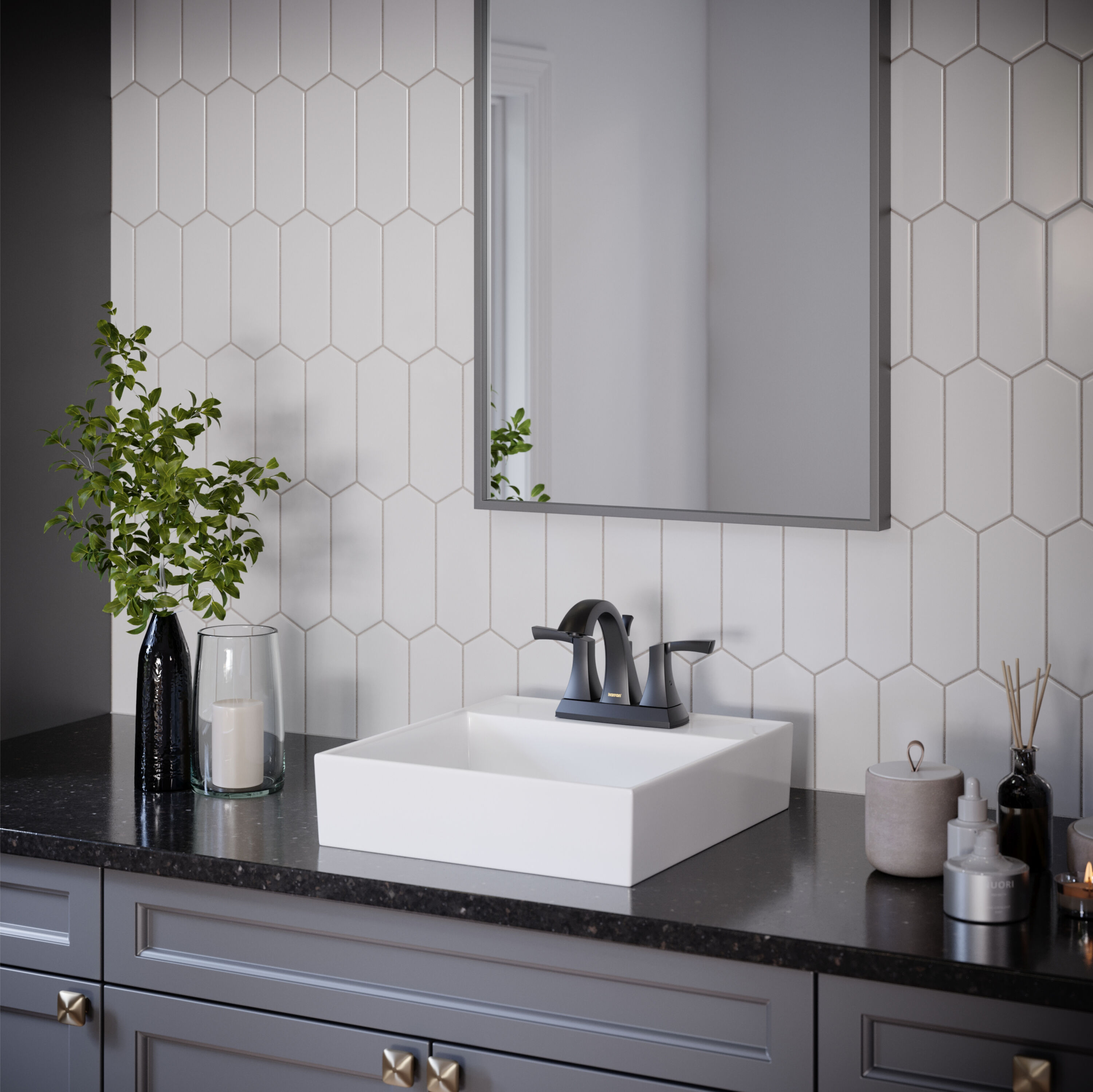 Matte Black Brass 2-Handle Centerset Bathroom Faucet