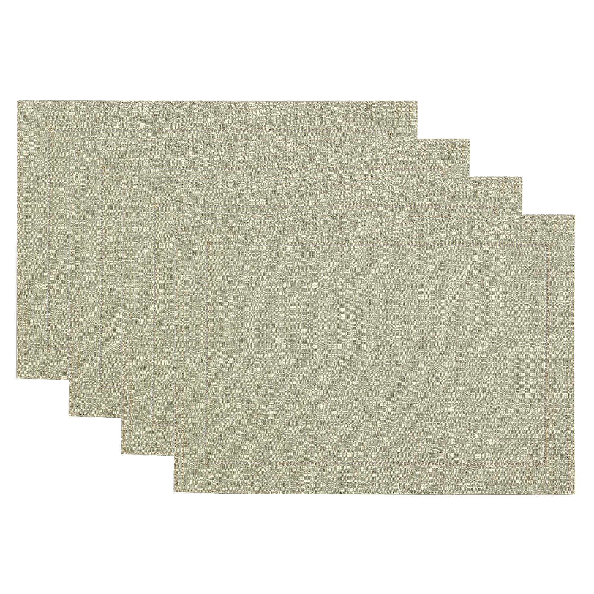 Elrene Home Fashions 194590160999 Alison Eyelet Punched Border 13x19 4 -Pack Fog Polyester Rectangle Placemats