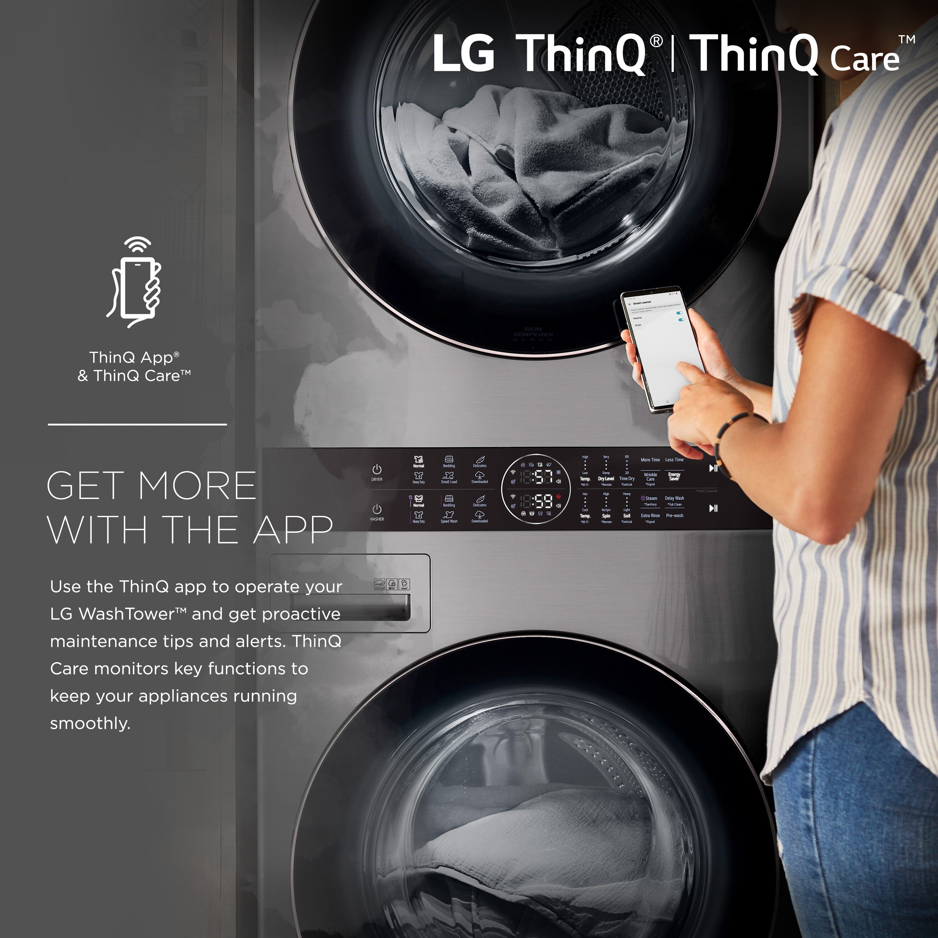 LG STUDIO Wash Laundry Centers 7.4-cu and Washer with Center (ENERGY department Tower ft Gas 5-cu Stacked the at Dryer ft Stacked in Laundry STAR)