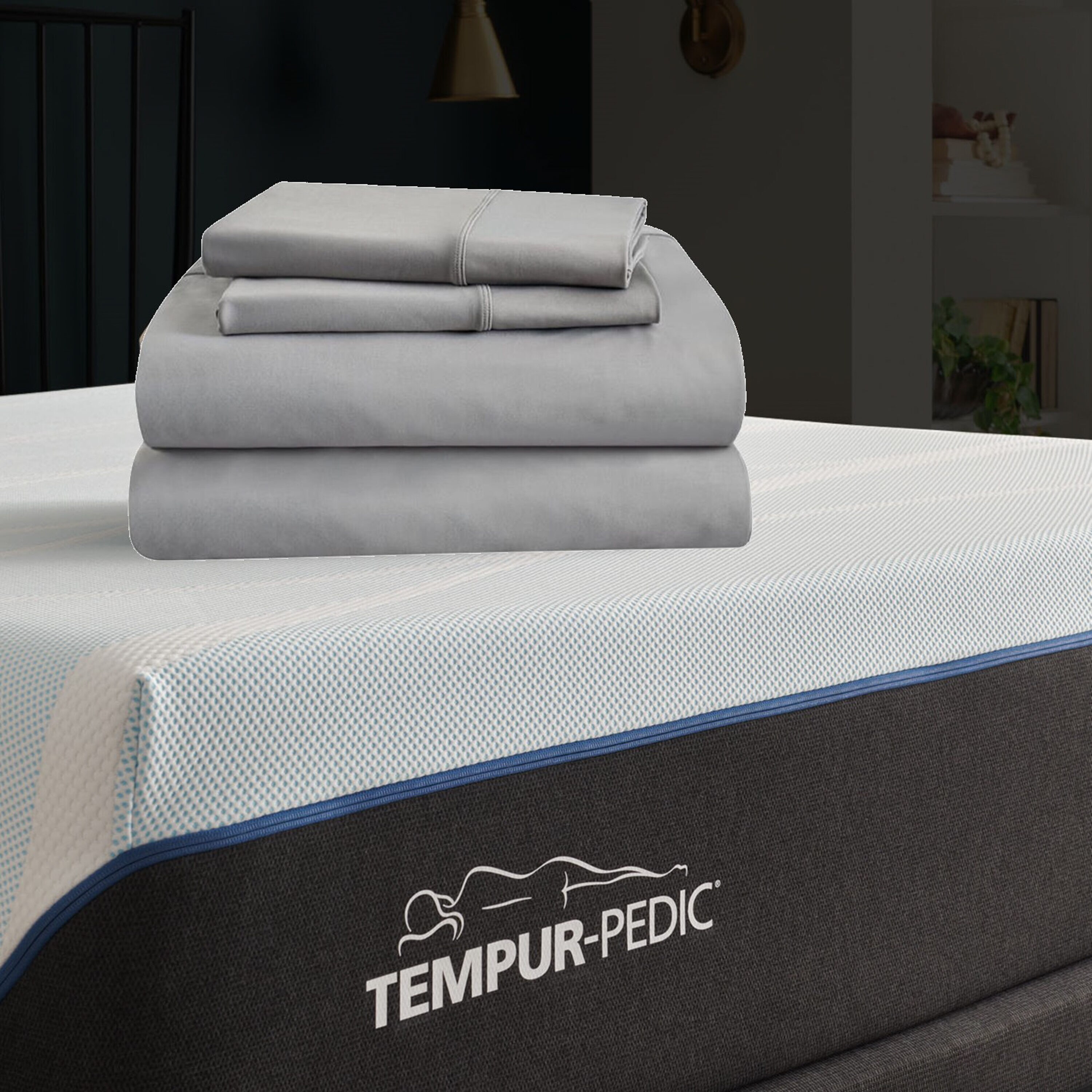 TEMPUR-PEDIC Queen 400-Thread-Count Microfiber Graphite Bed-Sheet In ...