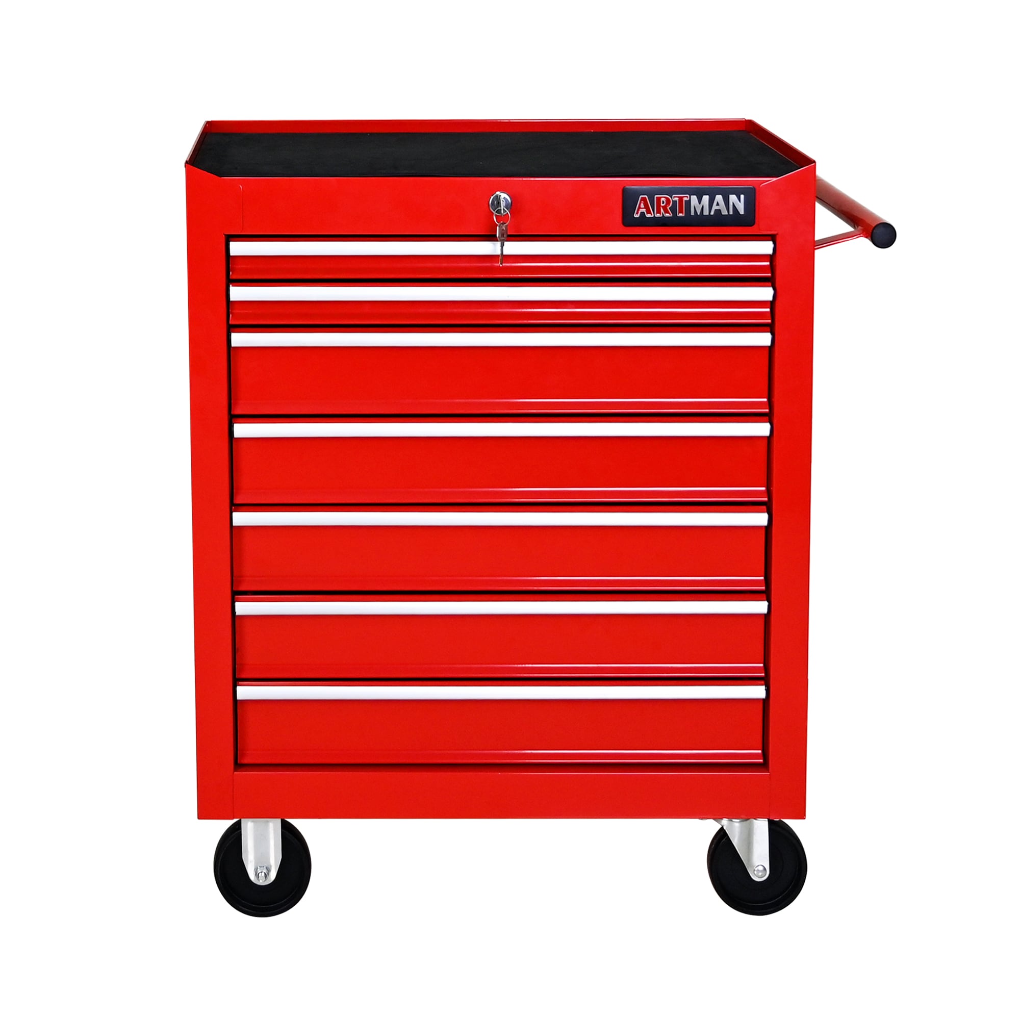 Wooakway Standard Bottom Tool Cabinets Versatile Rolling Tool Cabinet Durable Garage Storage Cabinets Key Locked Drawers 7 Drawers Multifunctional Tool Cart with Wheels