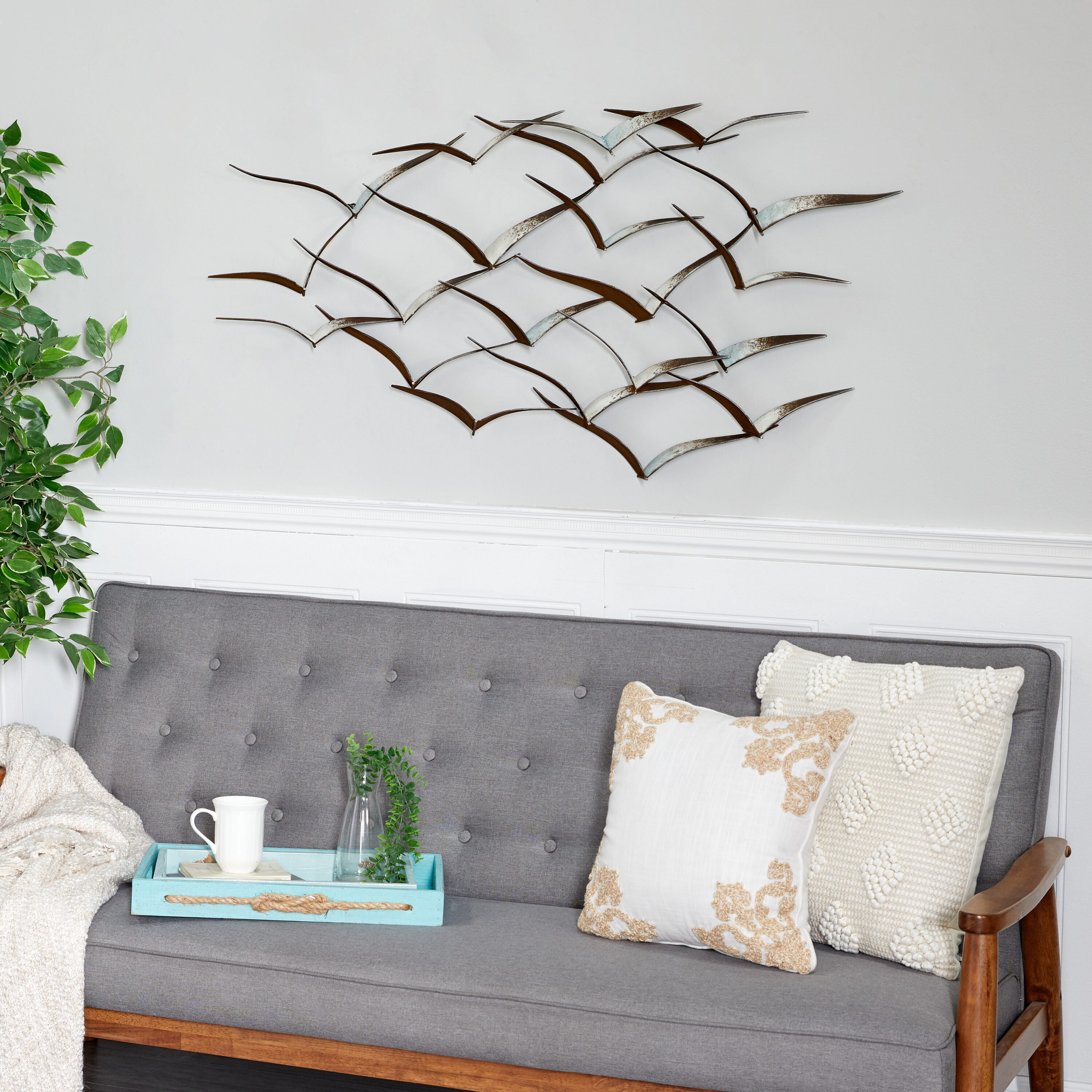 Grayson Lane 61499 45-in W x 24-in H Metal Flying Flock Of Birds Animals Wall sculpture