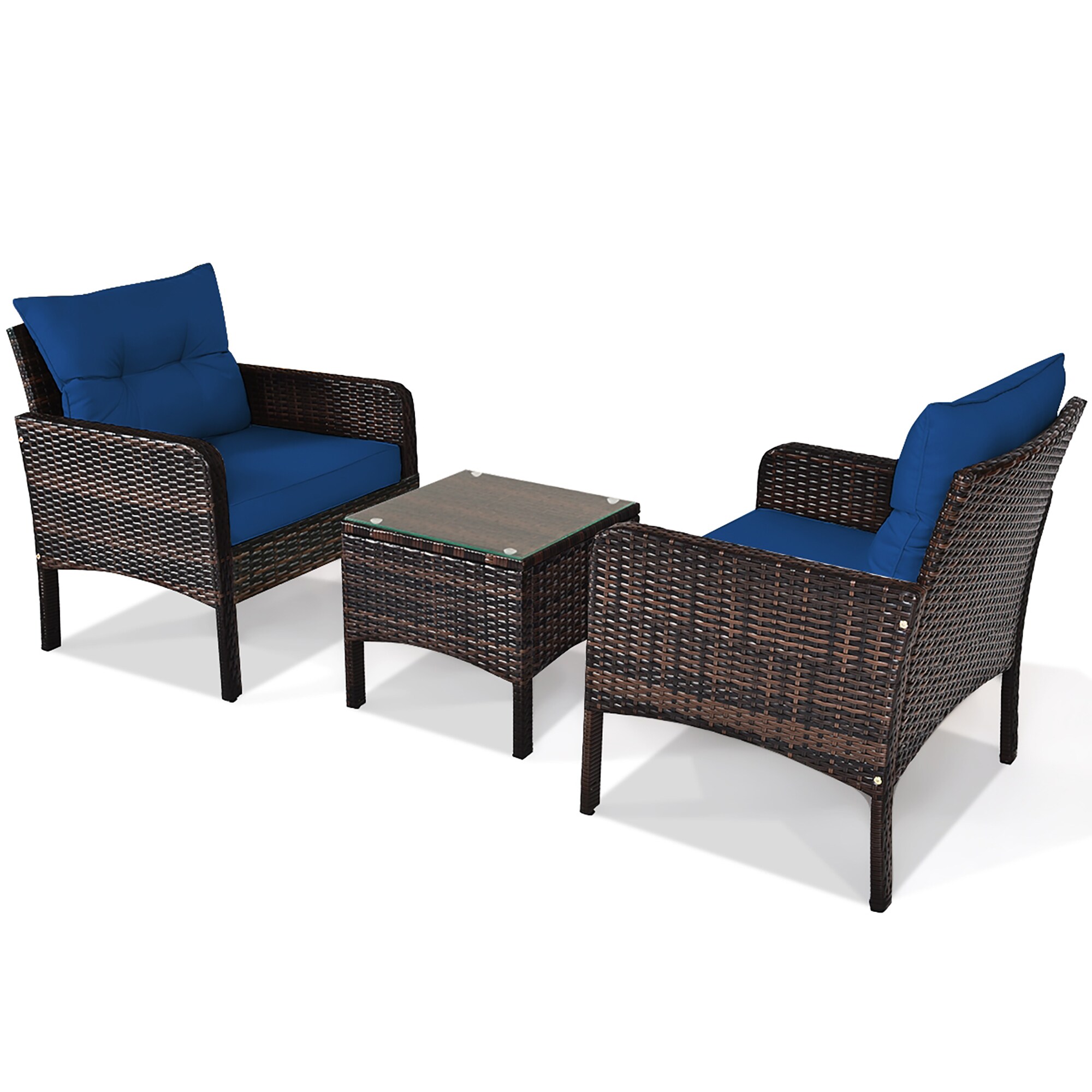 BABOOM Outdoor Furniture Sofa Set 3-Piece Rattan Patio Conversation Set ...